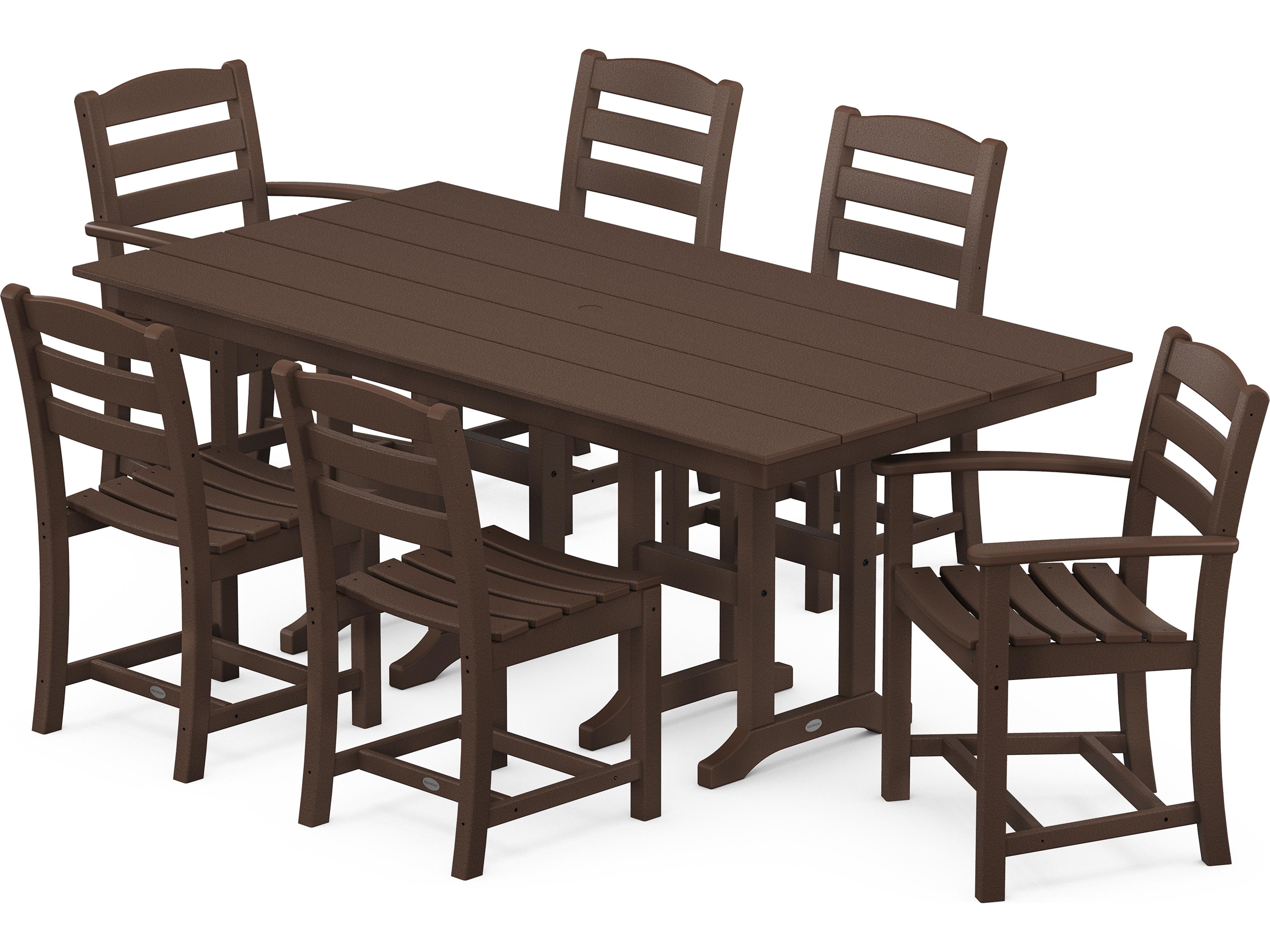 La Casa Cafe Recycled Plastic 7 Piece Farmhouse Patio Dining Set