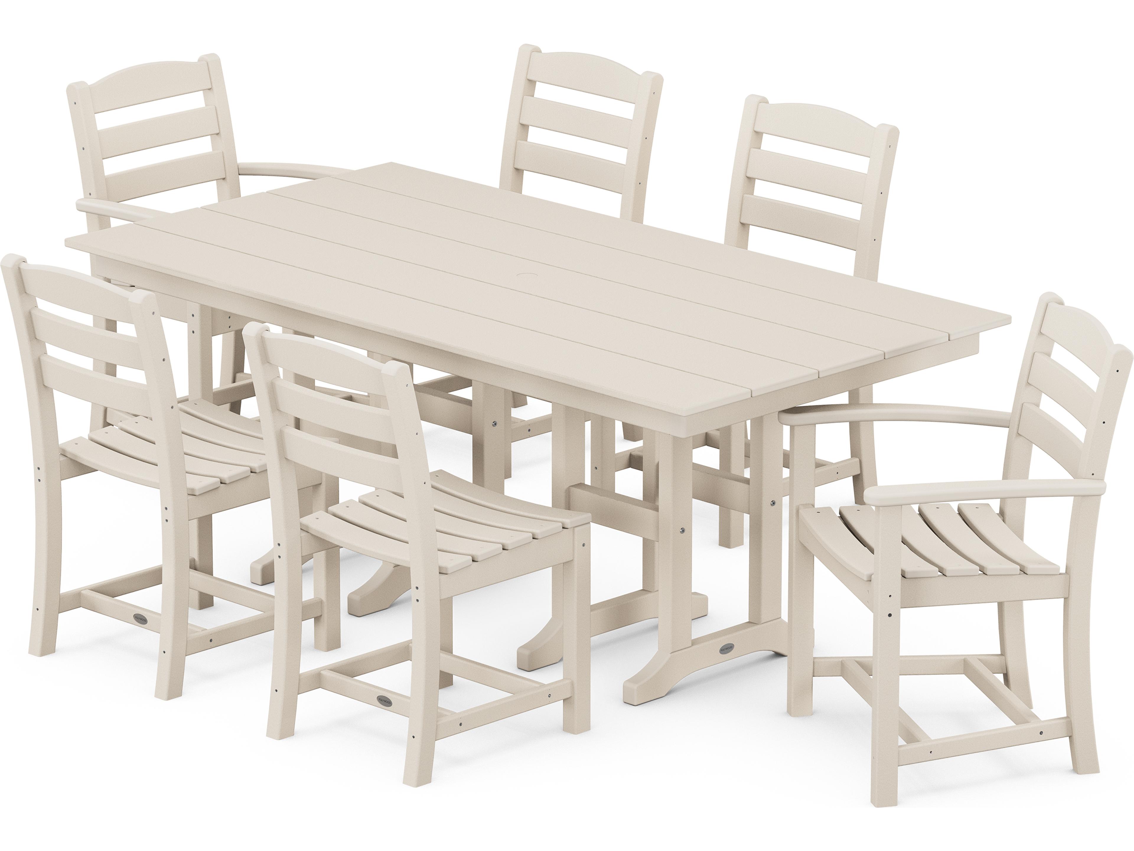 POLYWOOD® La Casa Cafe Recycled Plastic 7 Piece Farmhouse Patio Dining Set