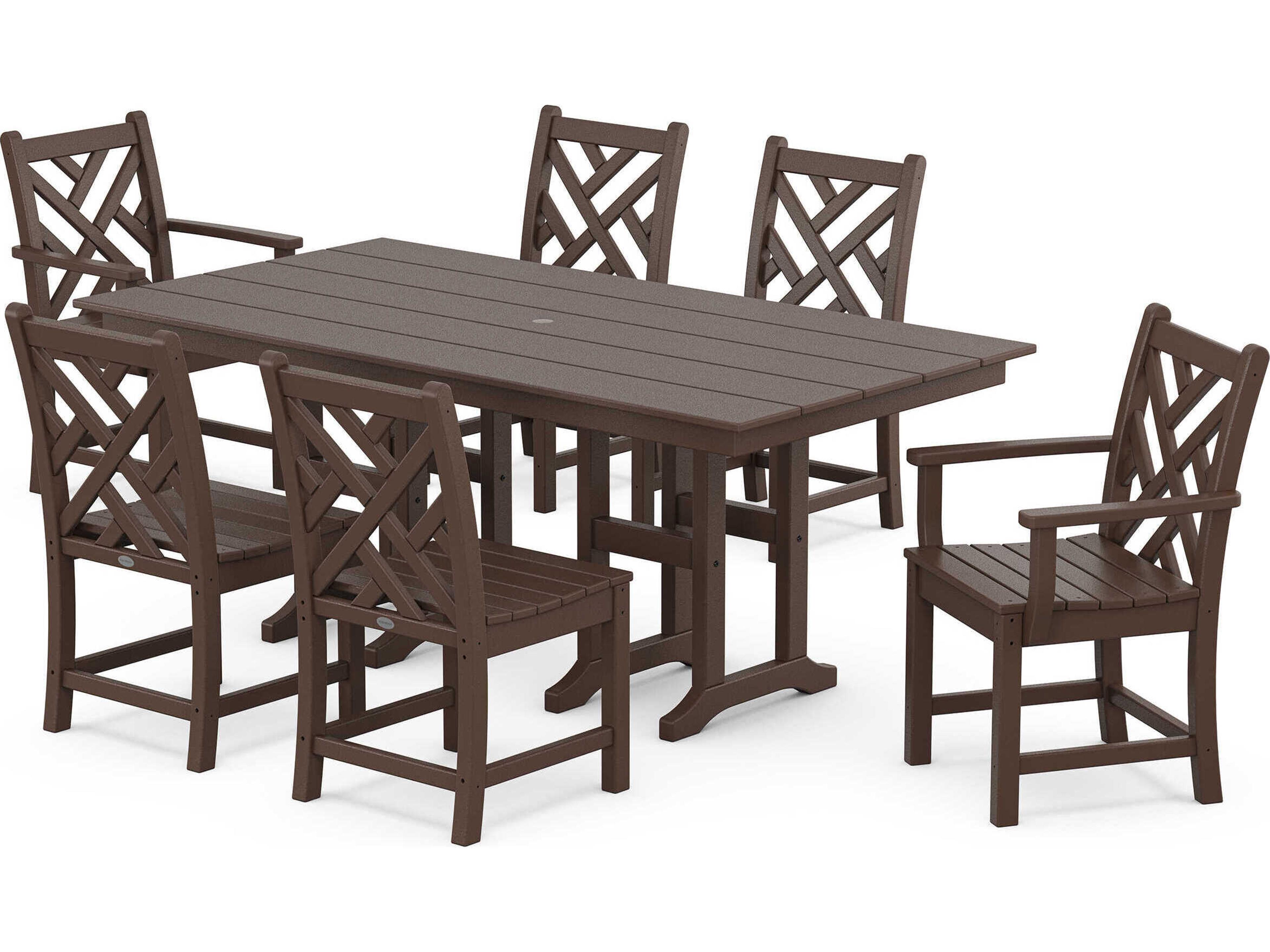 POLYWOOD® Chippendale Recycled Plastic 7 Piece Farmhouse Outdoor Dining Set