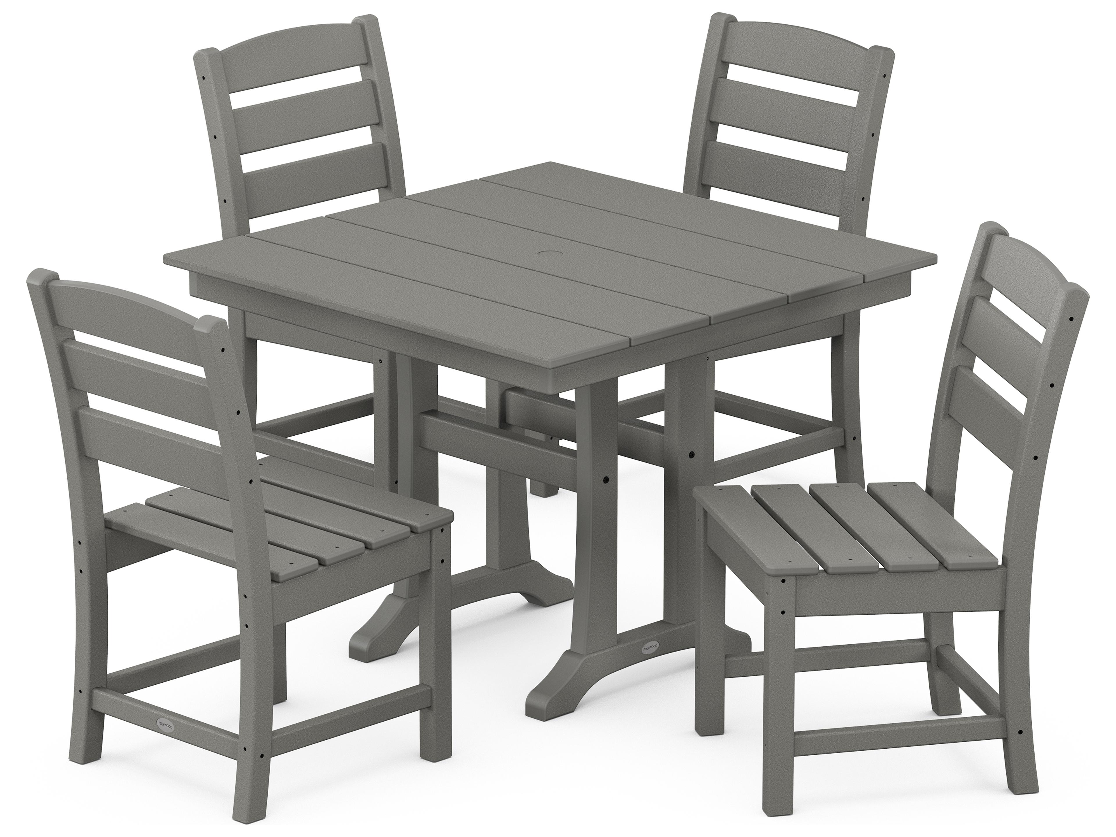 POLYWOOD® Lakeside Recycled Plastic 5 Piece Farmhouse Trestle Patio Dining Set