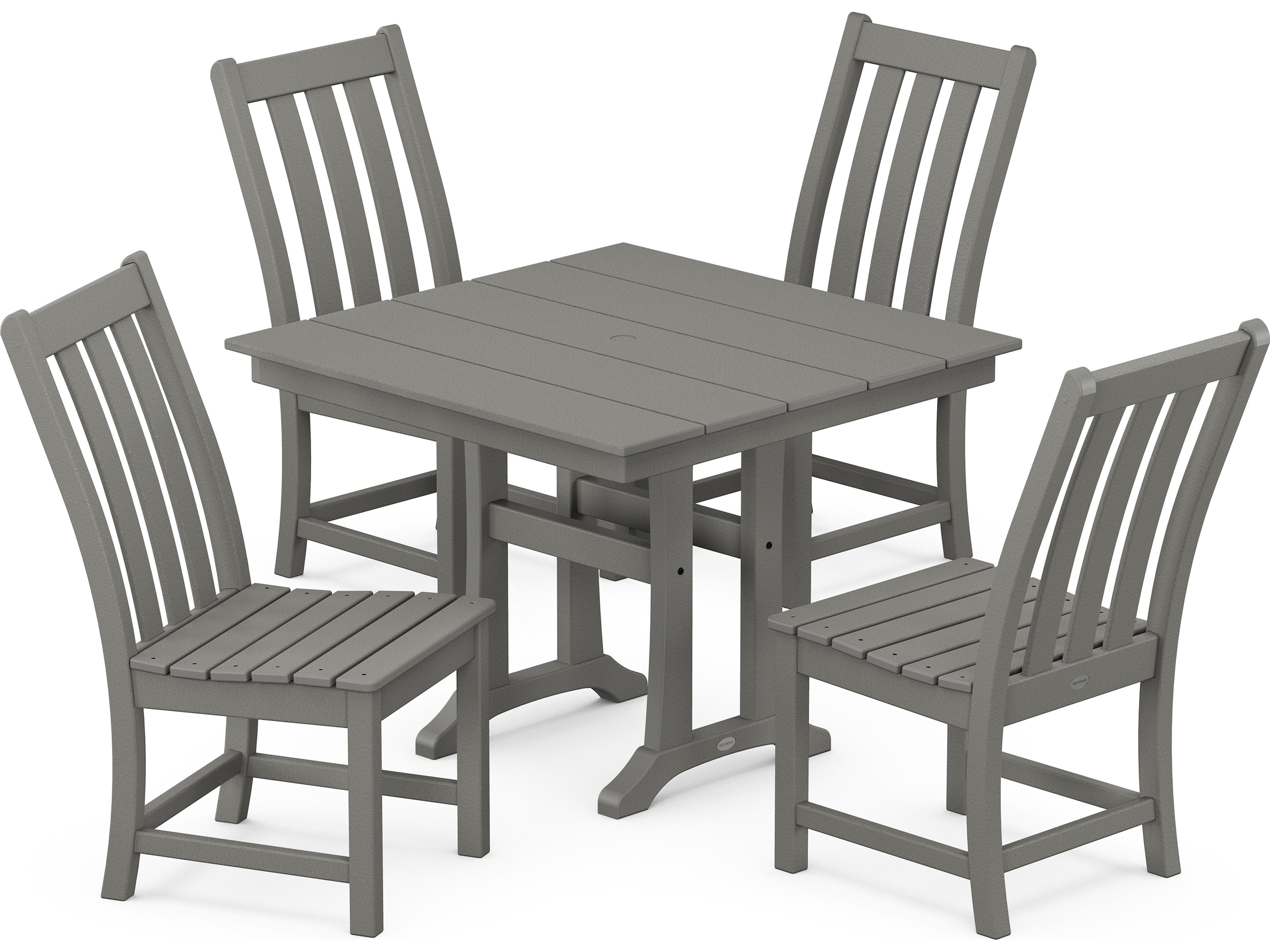POLYWOOD® Vineyard Recycled Plastic 5 Piece Farmhouse Trestle Outdoor Patio Dining Set