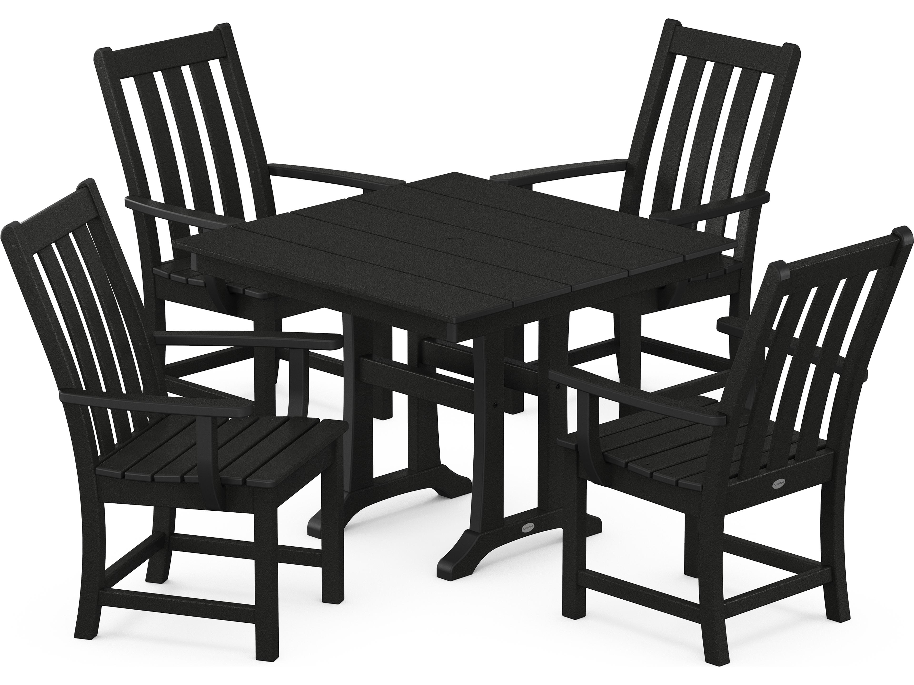 POLYWOOD® Vineyard Recycled Plastic 5 Piece Farmhouse Trestle Patio Dining Set