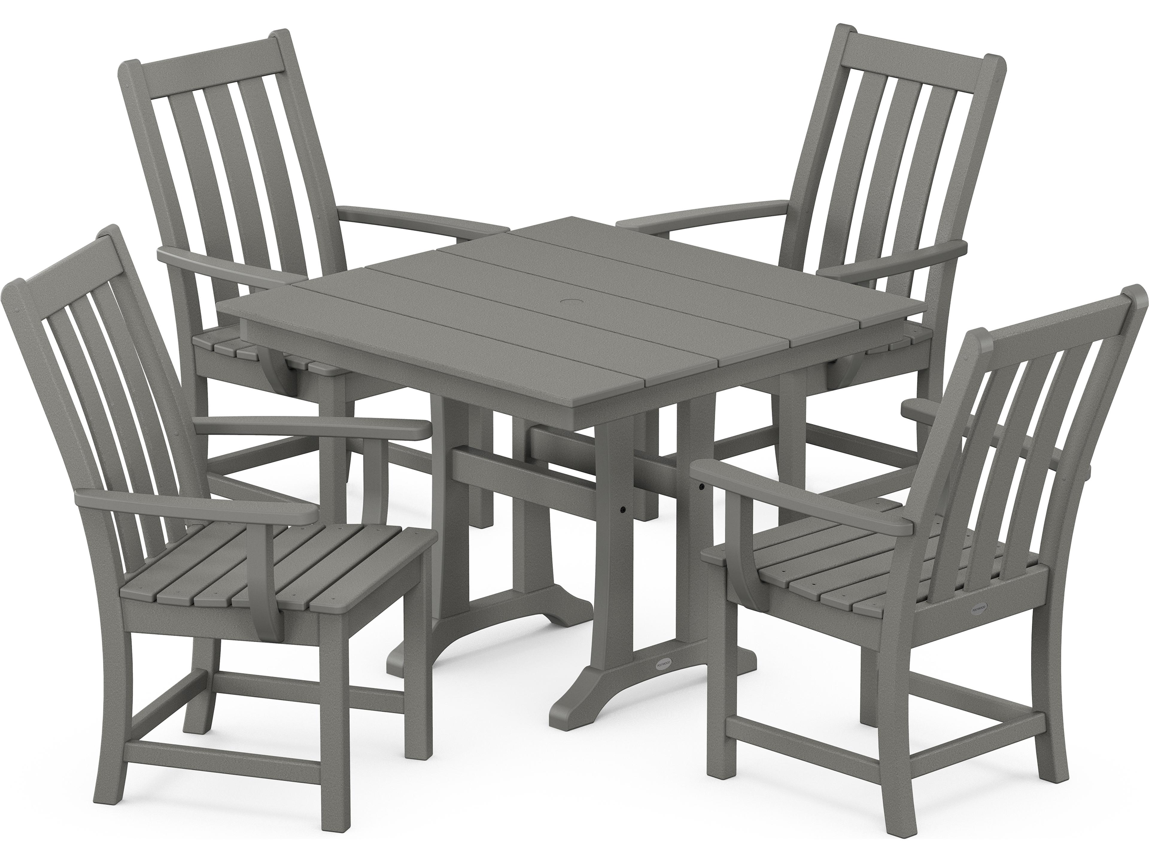 POLYWOOD® Vineyard Recycled Plastic 5 Piece Farmhouse Trestle Patio Dining Set