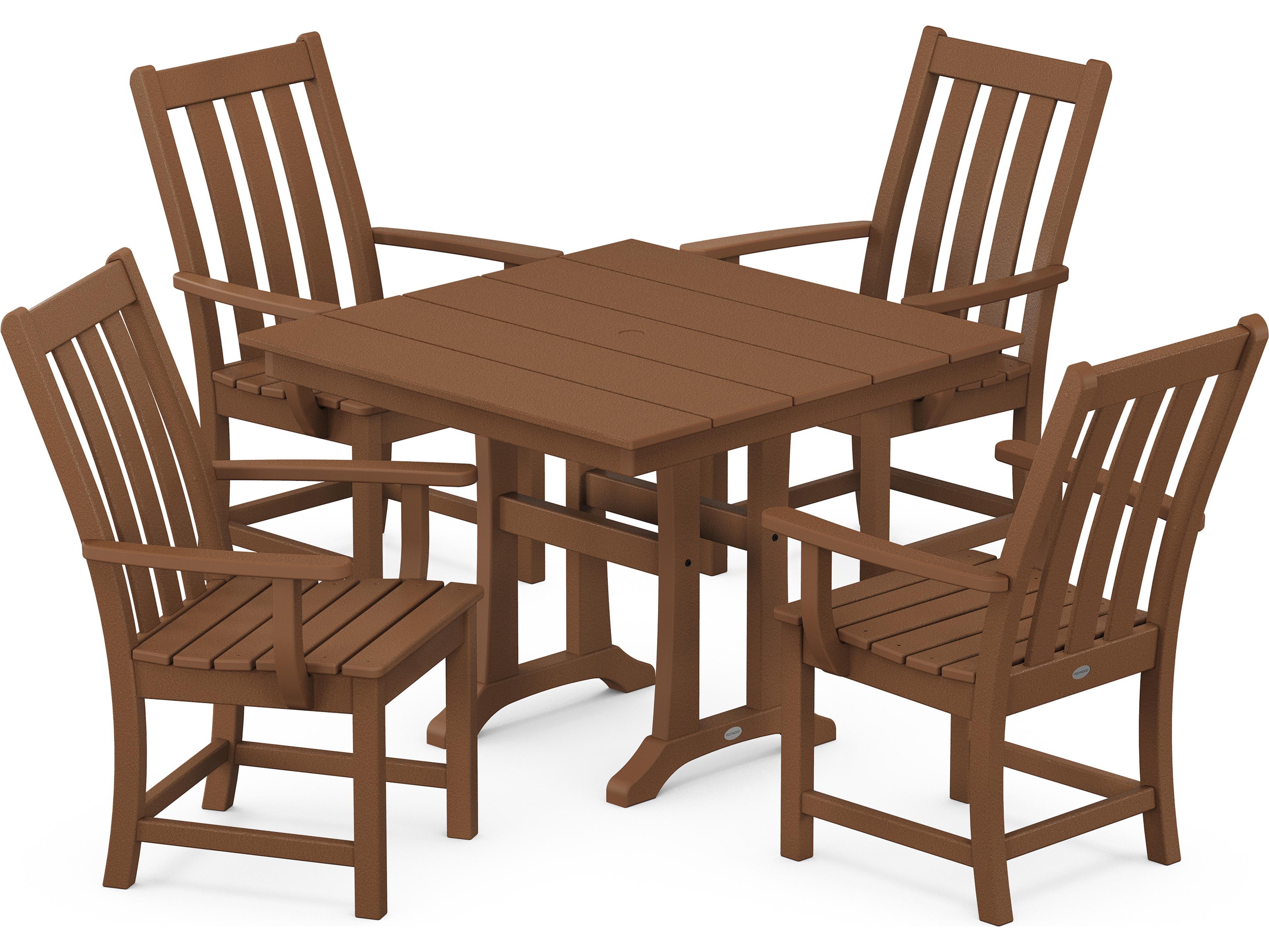 POLYWOOD® Vineyard Recycled Plastic 5 Piece Farmhouse Trestle Patio Dining Set