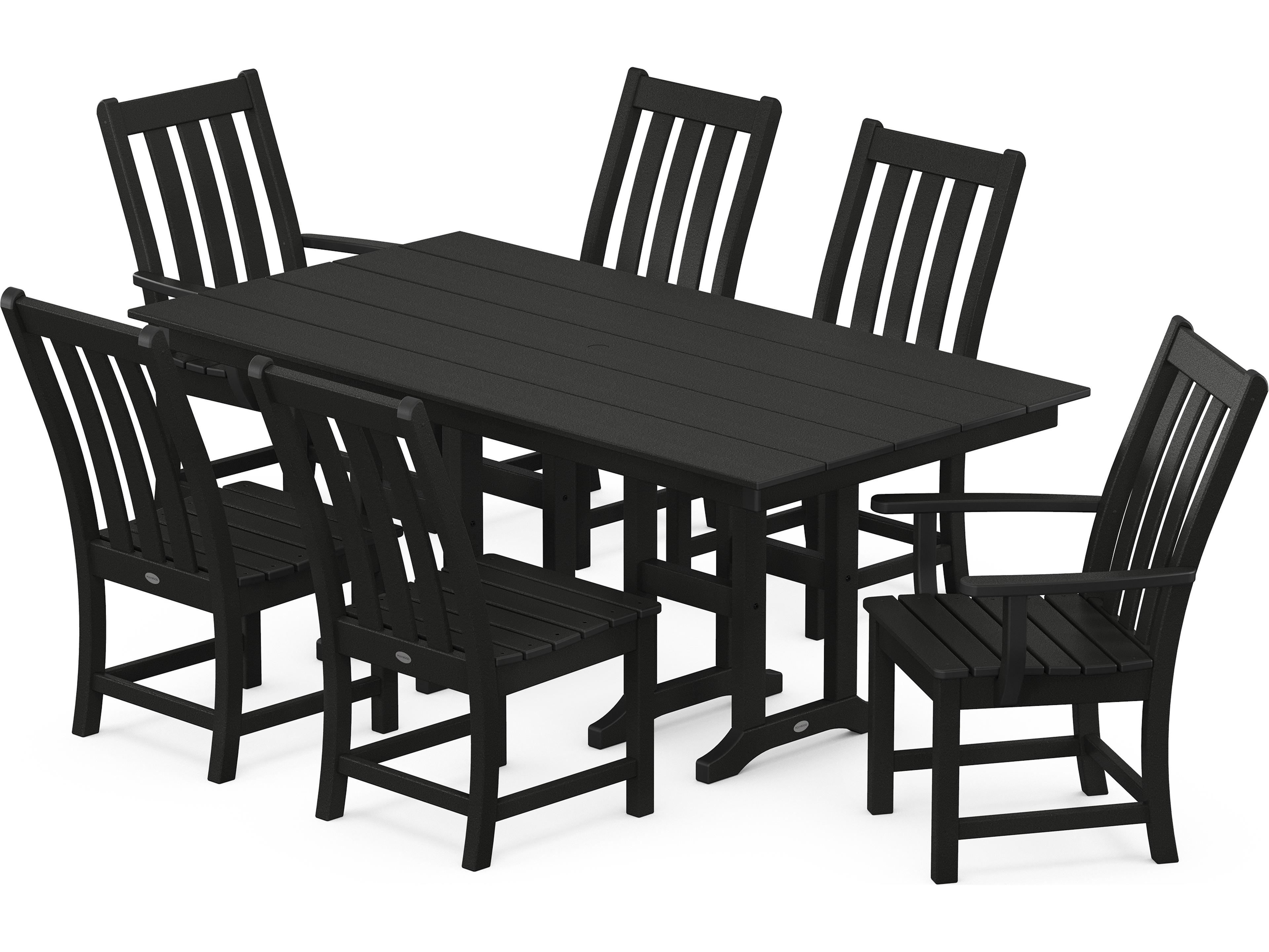 POLYWOOD® Vineyard Recycled Plastic 7 Piece Farmhouse Outdoor Patio Dining Set