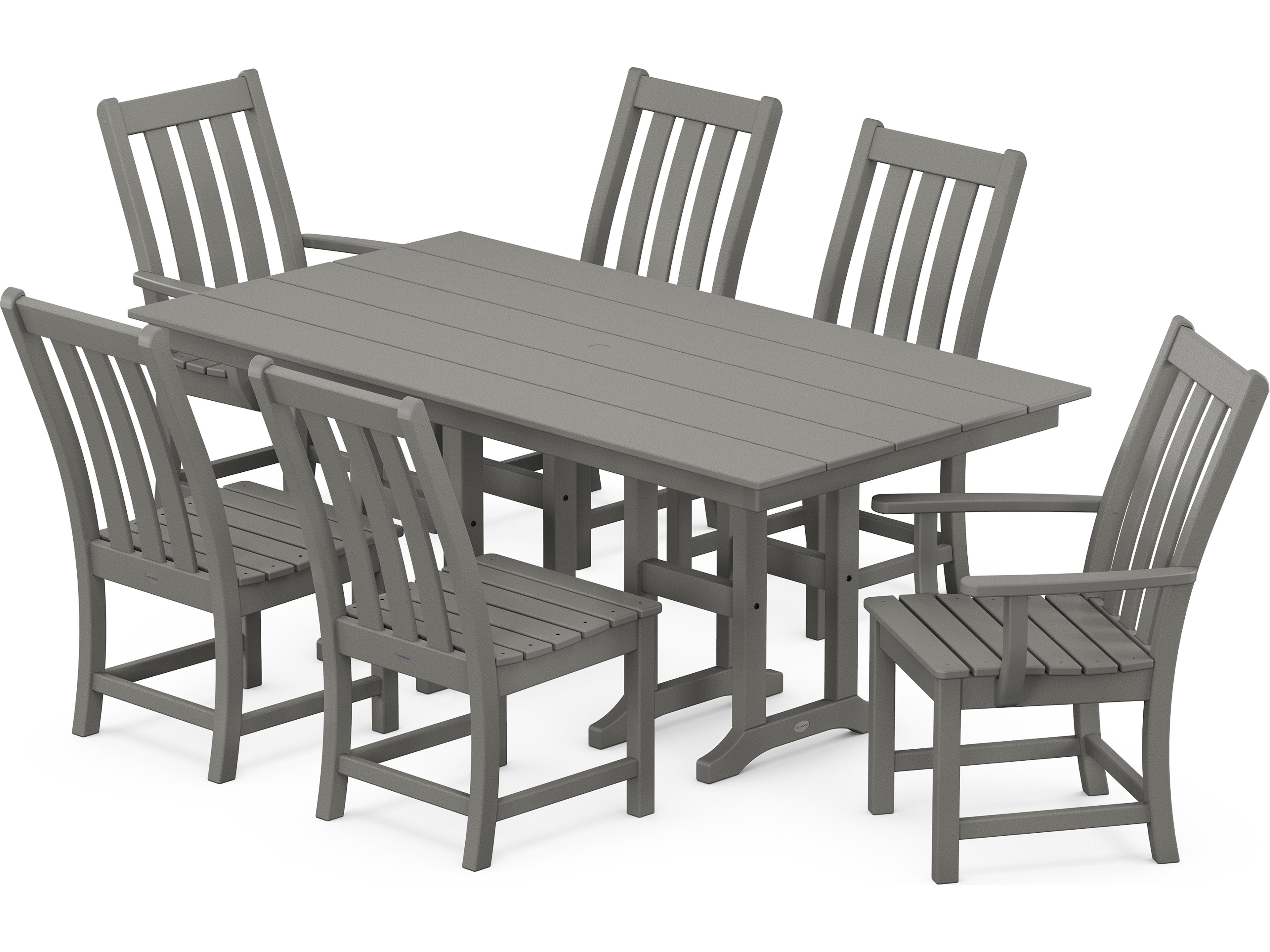 POLYWOOD® Vineyard Recycled Plastic 7 Piece Farmhouse Outdoor Patio Dining Set