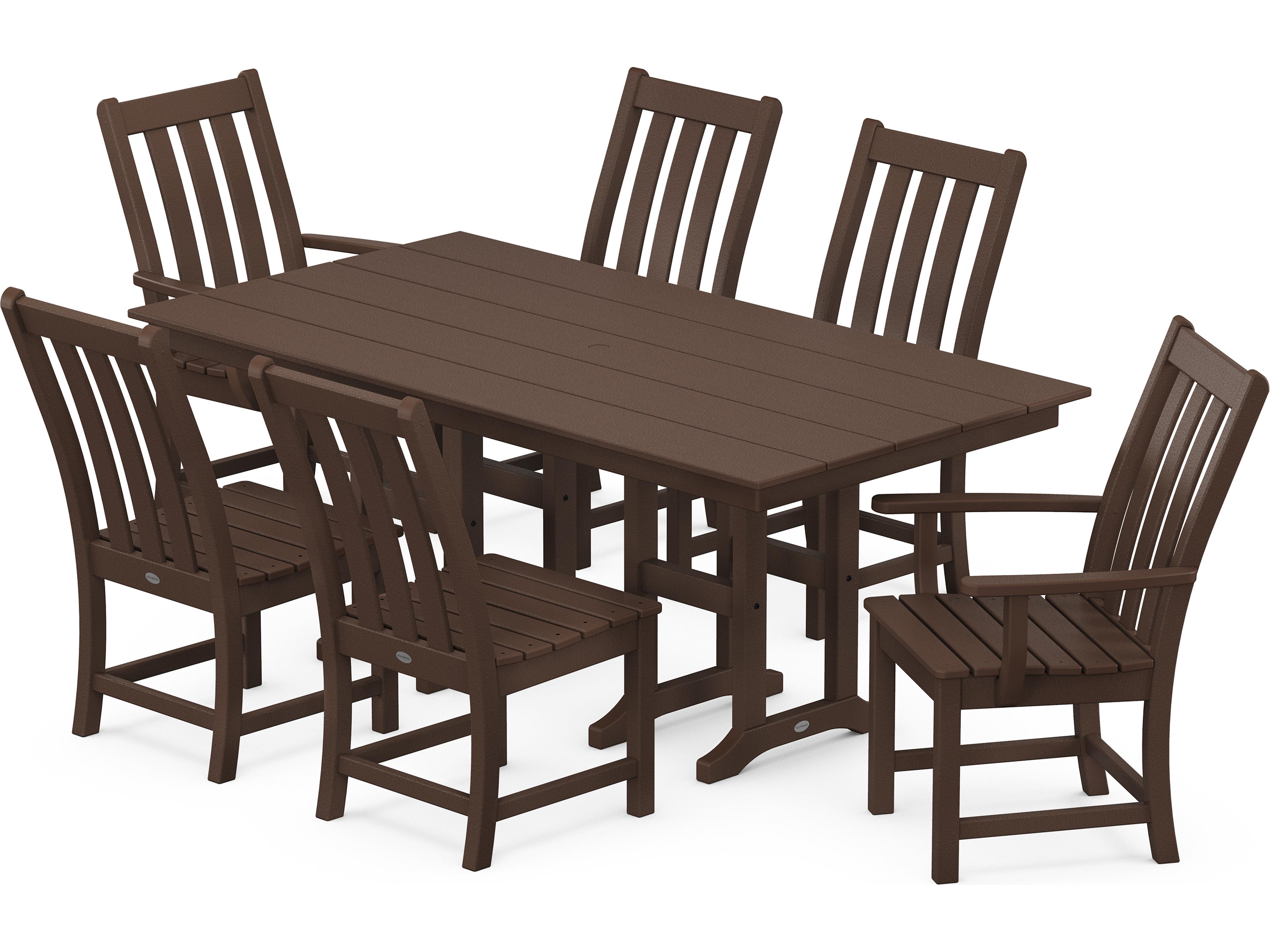 POLYWOOD® Vineyard Recycled Plastic 7 Piece Farmhouse Outdoor Patio Dining Set