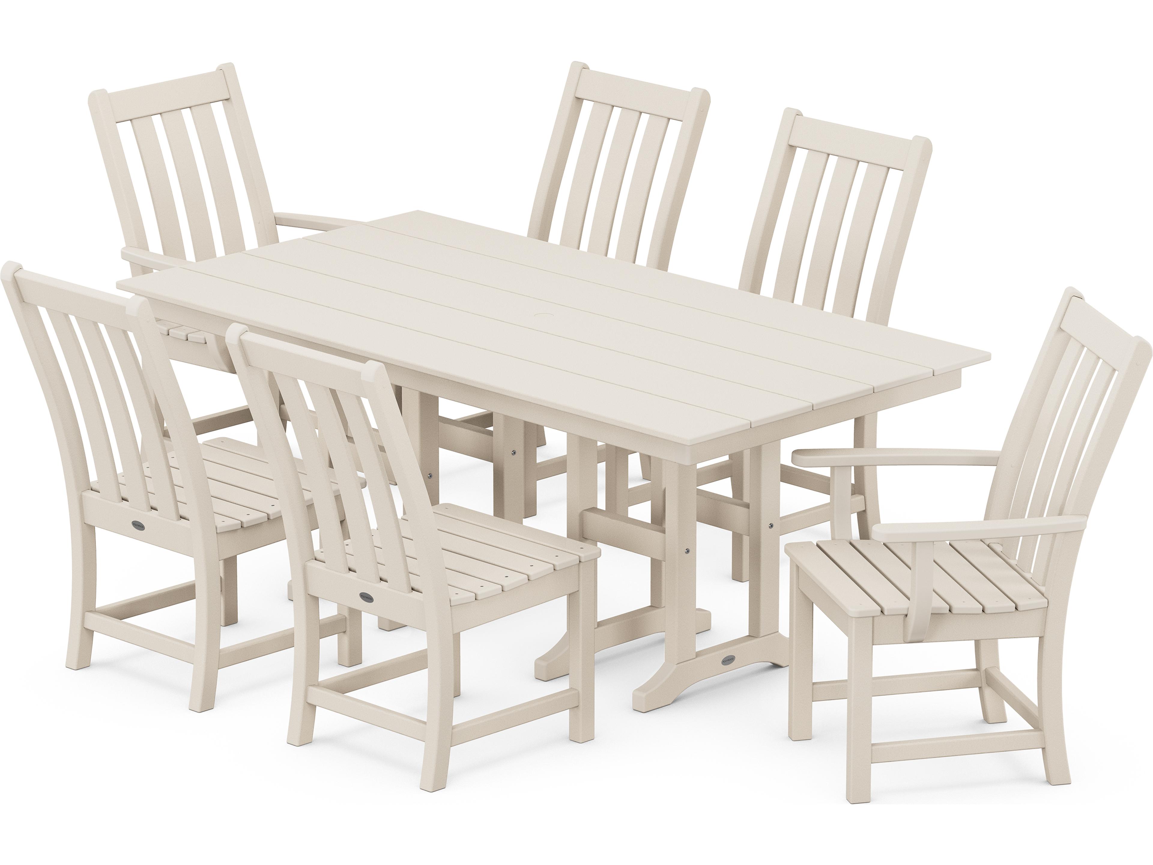 Vineyard Recycled Plastic 7 Piece Farmhouse Outdoor Patio Dining Set
