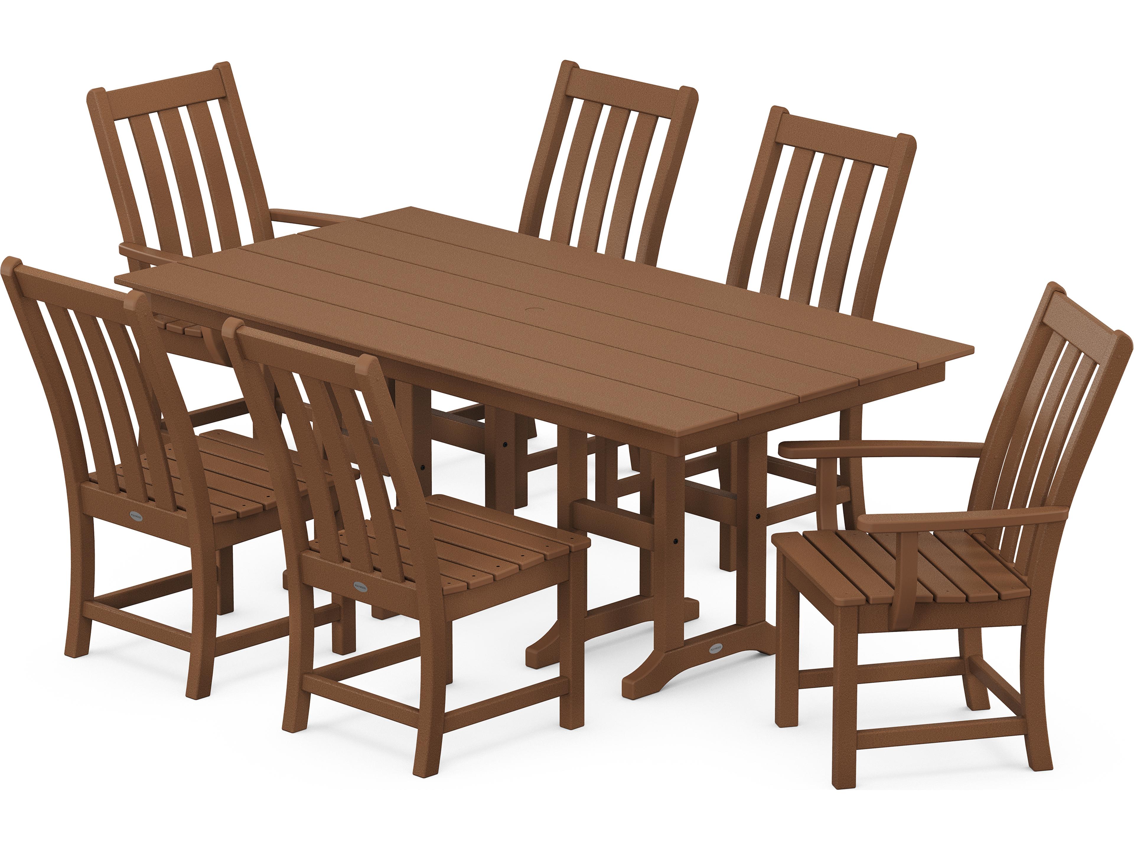POLYWOOD® Vineyard Recycled Plastic 7 Piece Farmhouse Outdoor Patio Dining Set