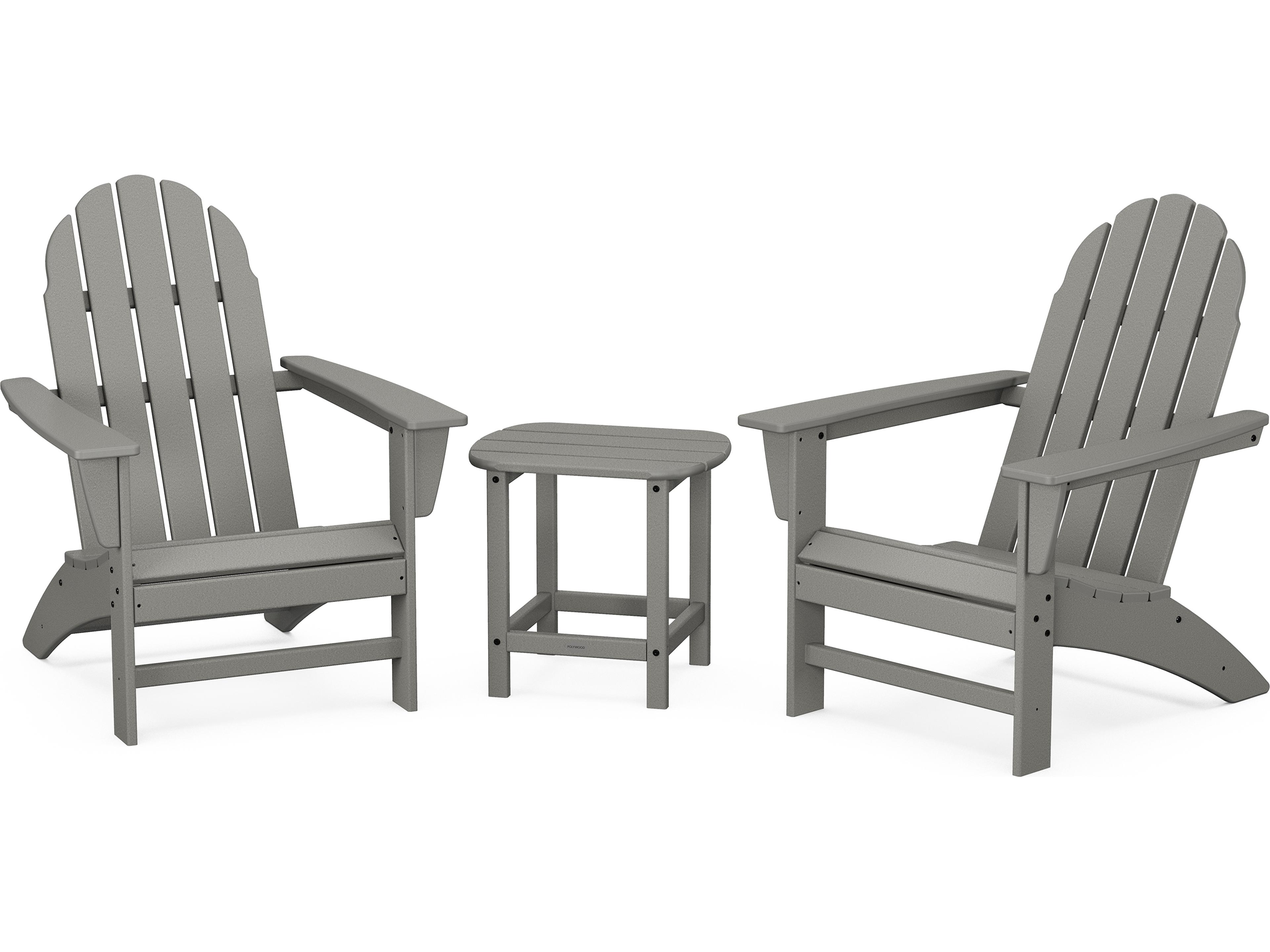 POLYWOOD® Vineyard Recycled Plastic 3 Piece Adirondack Outdoor Patio Lounge Set