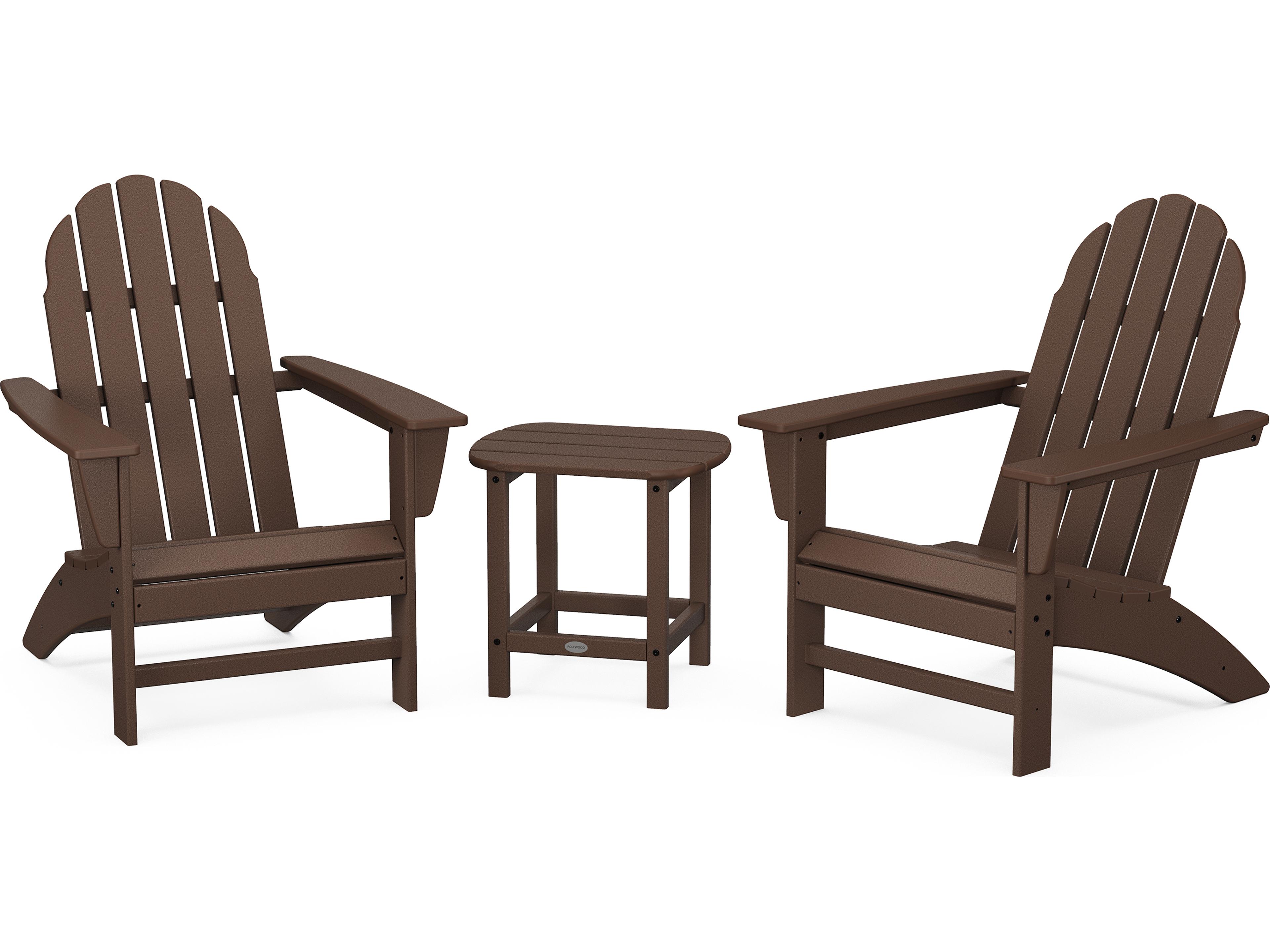 POLYWOOD® Vineyard Recycled Plastic 3 Piece Adirondack Outdoor Patio Lounge Set