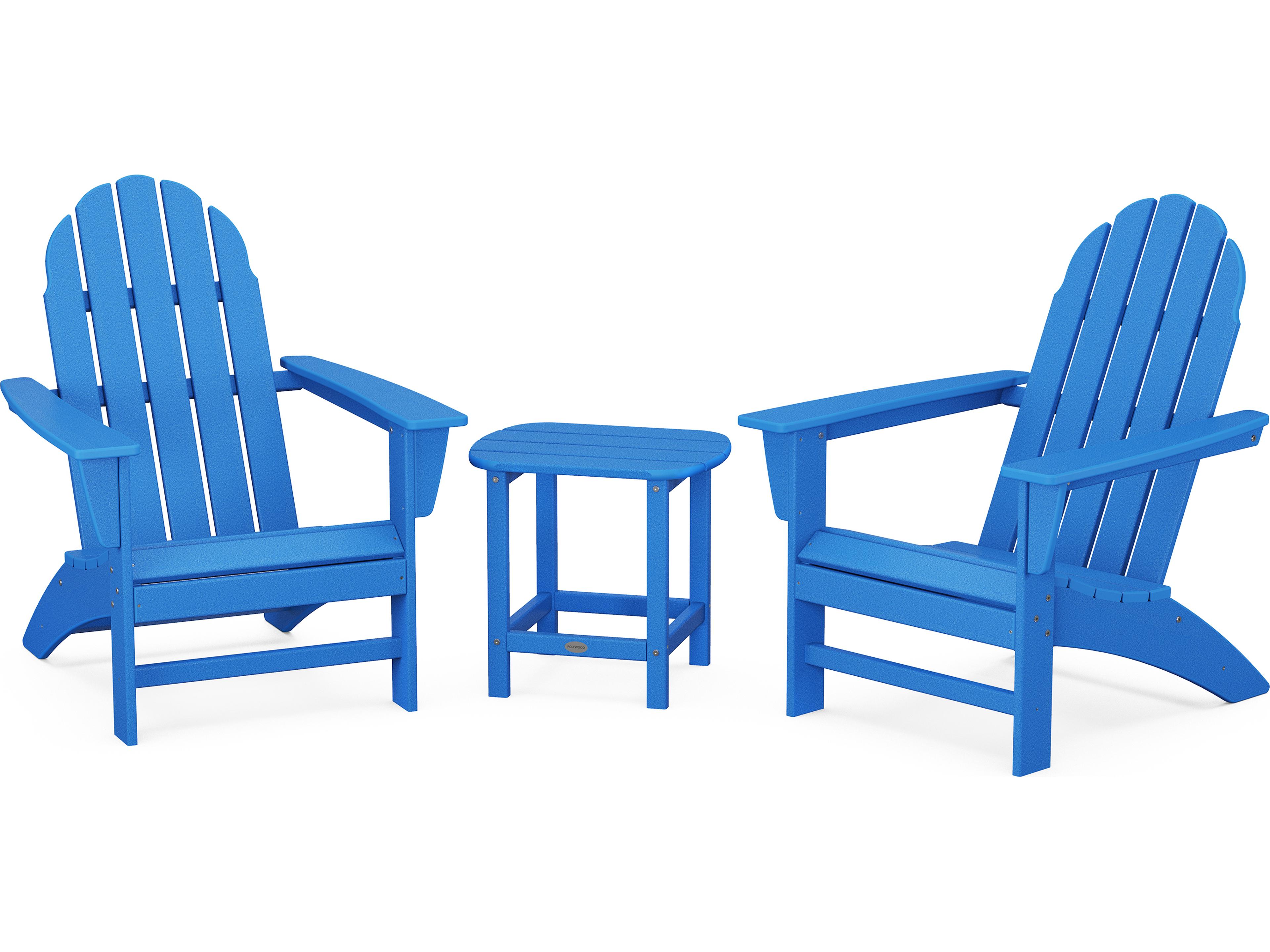 Vineyard Recycled Plastic 3 Piece Adirondack Outdoor Patio Lounge Set