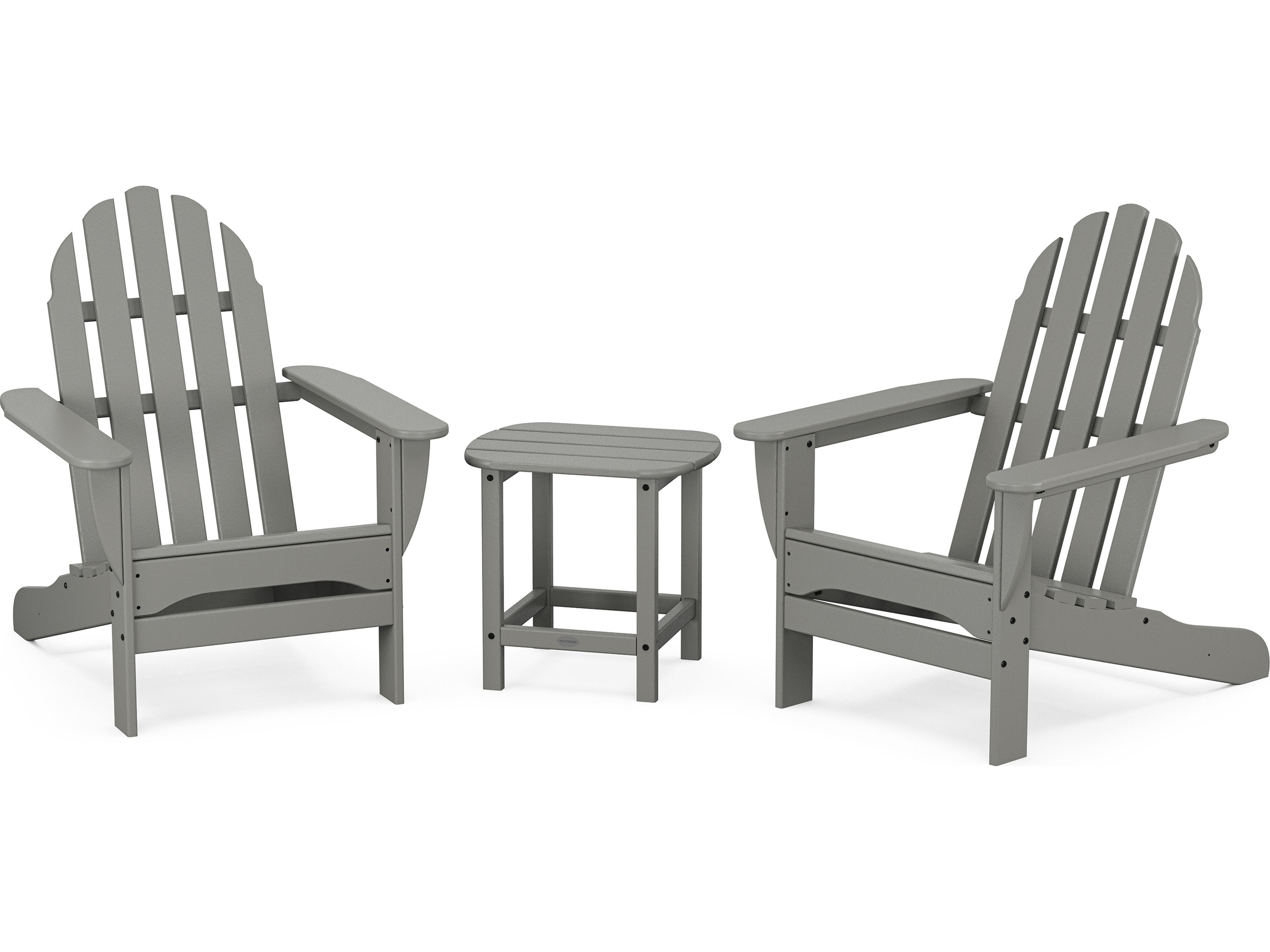 POLYWOOD® Classic Recycled Plastic 3 Piece Adirondack Patio Lounge Set