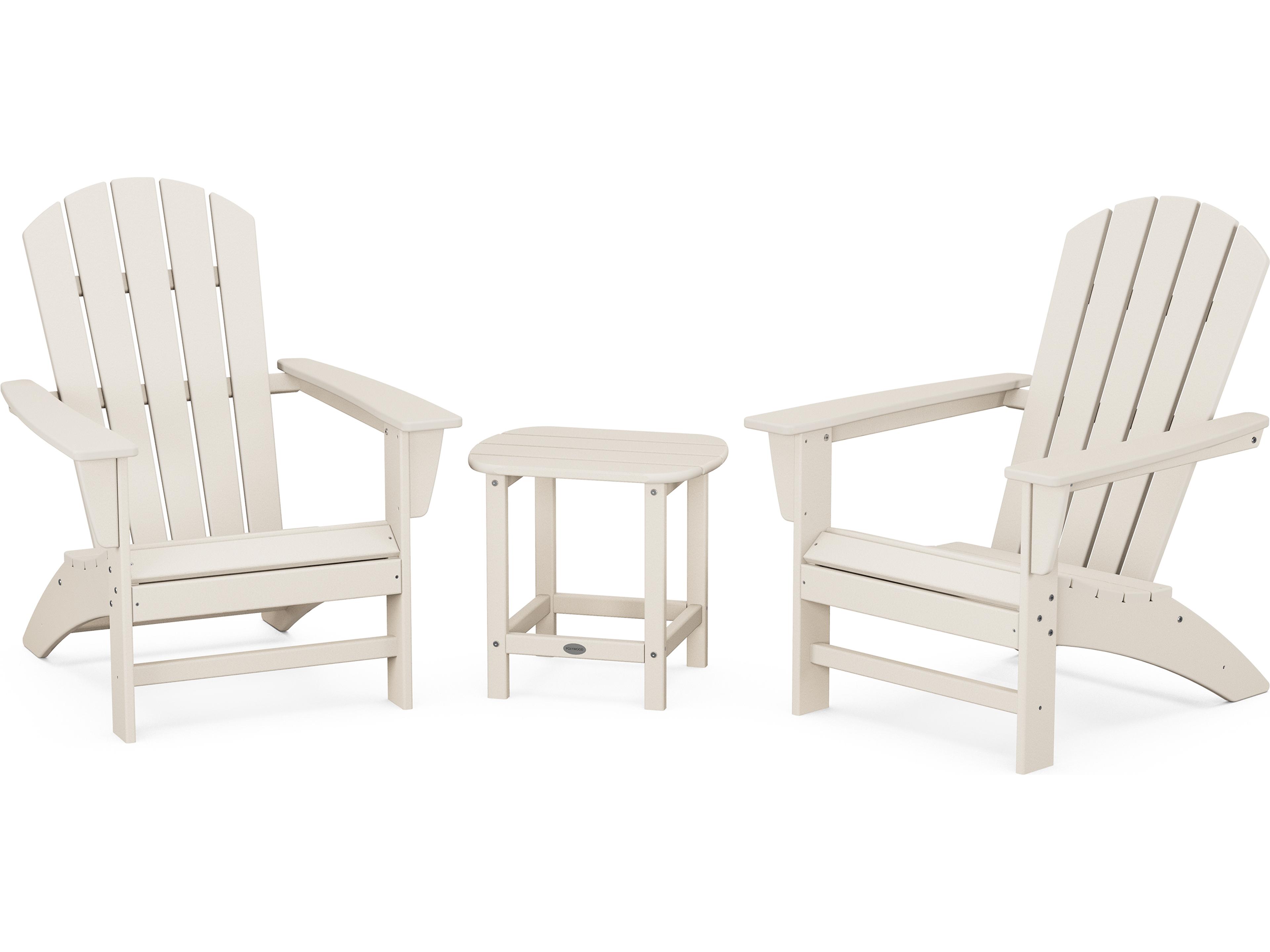 POLYWOOD® Nautical Recycled Plastic 3 Piece Adirondack Outdoor Lounge Set