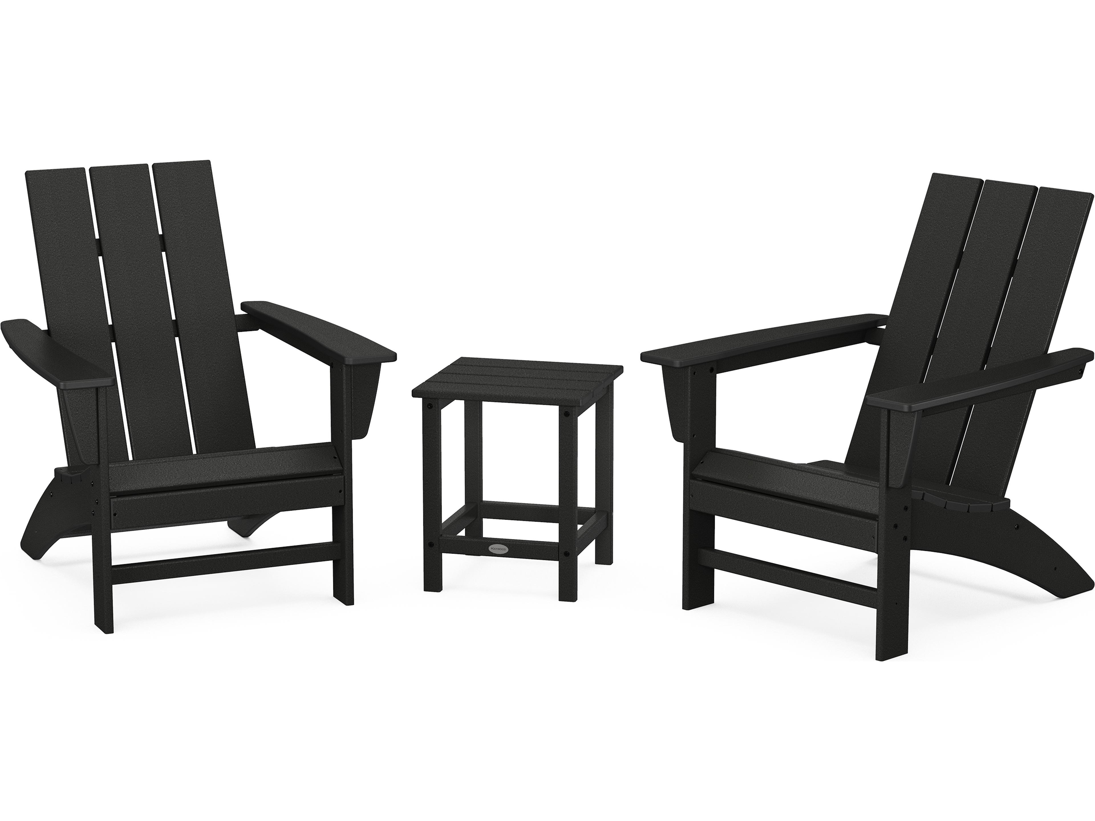 POLYWOOD® Modern Recycled Plastic 3 Piece Adirondack Outdoor Patio Lounge Set