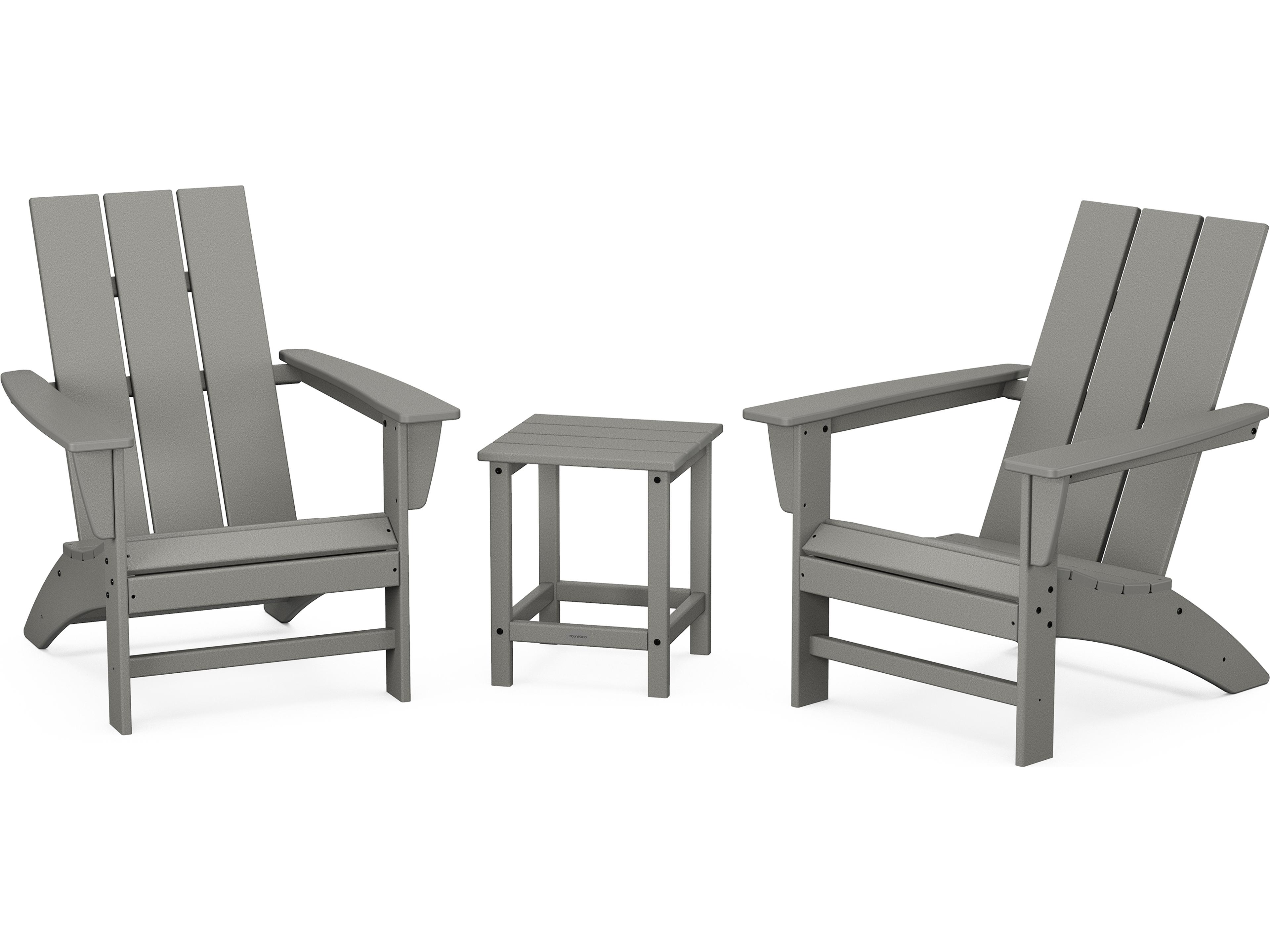 POLYWOOD® Modern Recycled Plastic 3 Piece Adirondack Outdoor Patio Lounge Set
