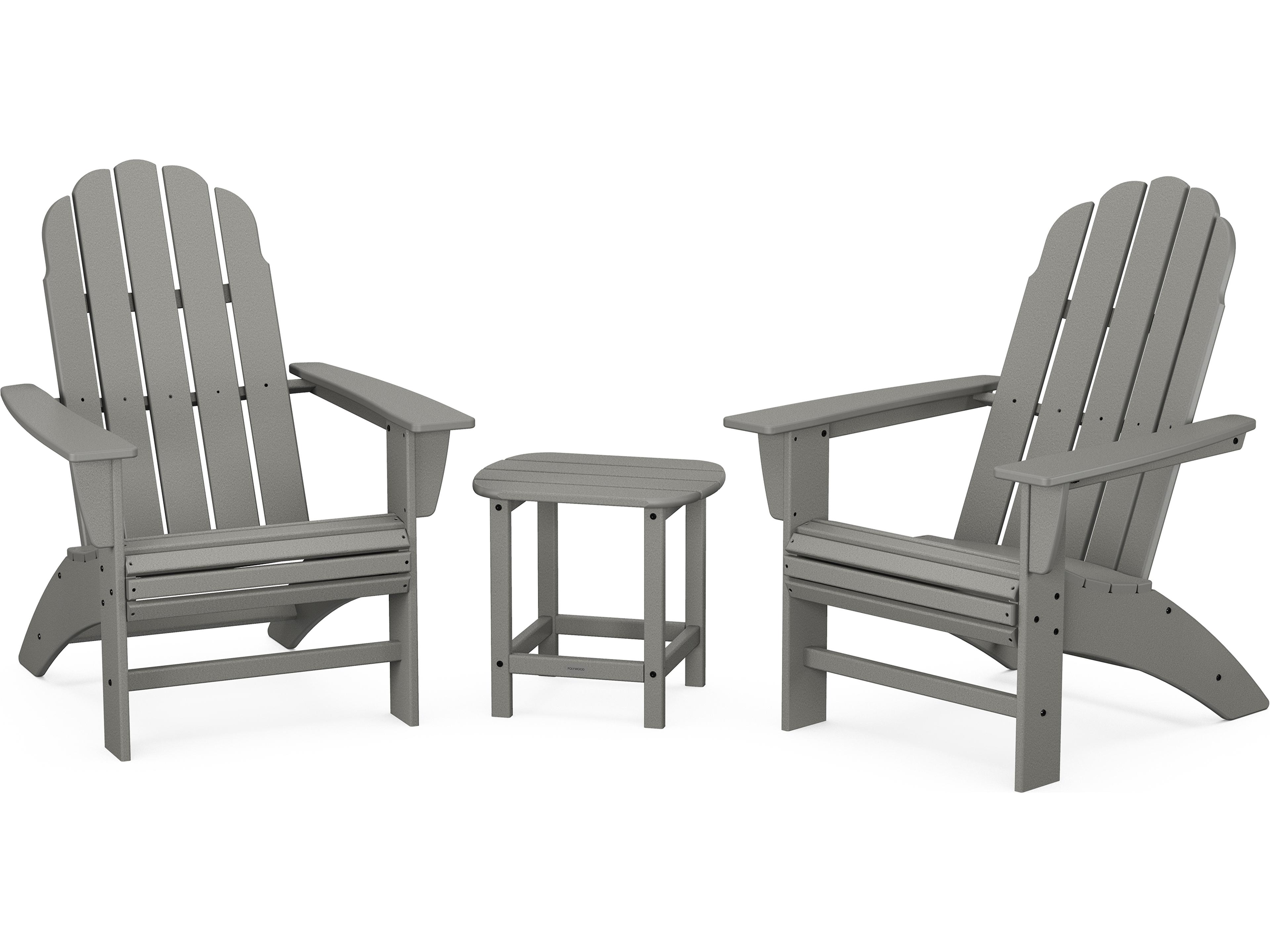 POLYWOOD® Vineyard Recycled Plastic 3 Piece Curved Adirondack Outdoor Lounge Set