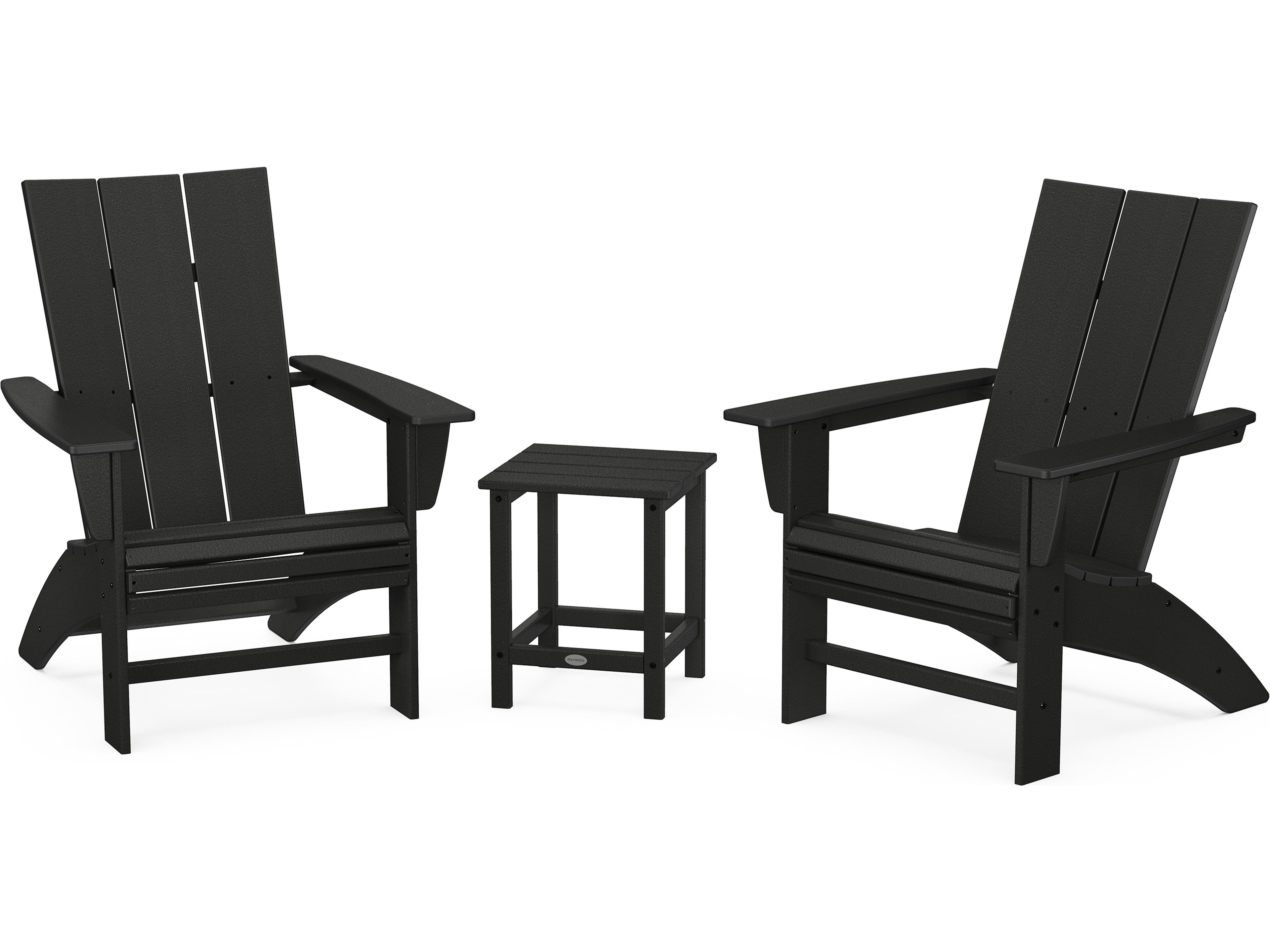 Modern Recycled Plastic 3 Piece Curved Adirondack Outdoor Patio Lounge Set