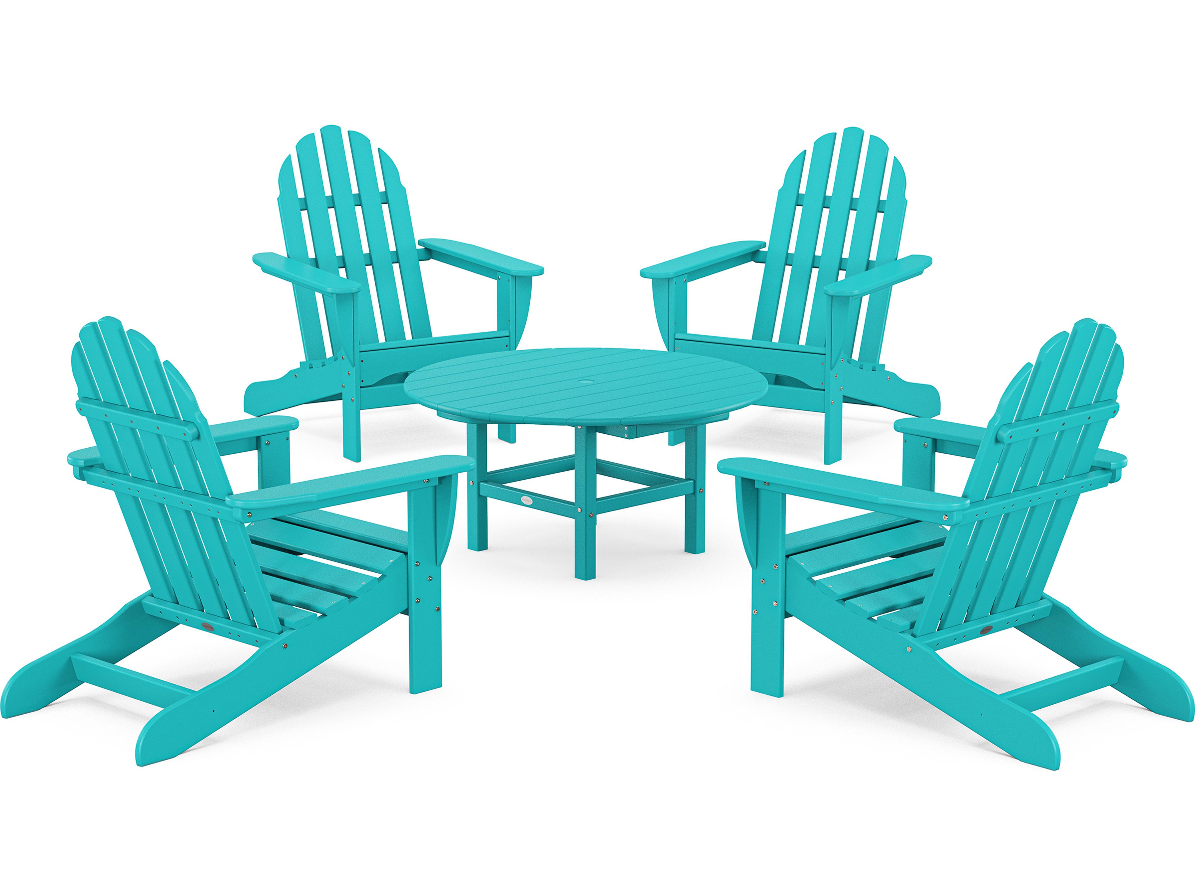 POLYWOOD® Classic Adirondack Recycled Plastic 5 Piece Outdoor Lounge Set