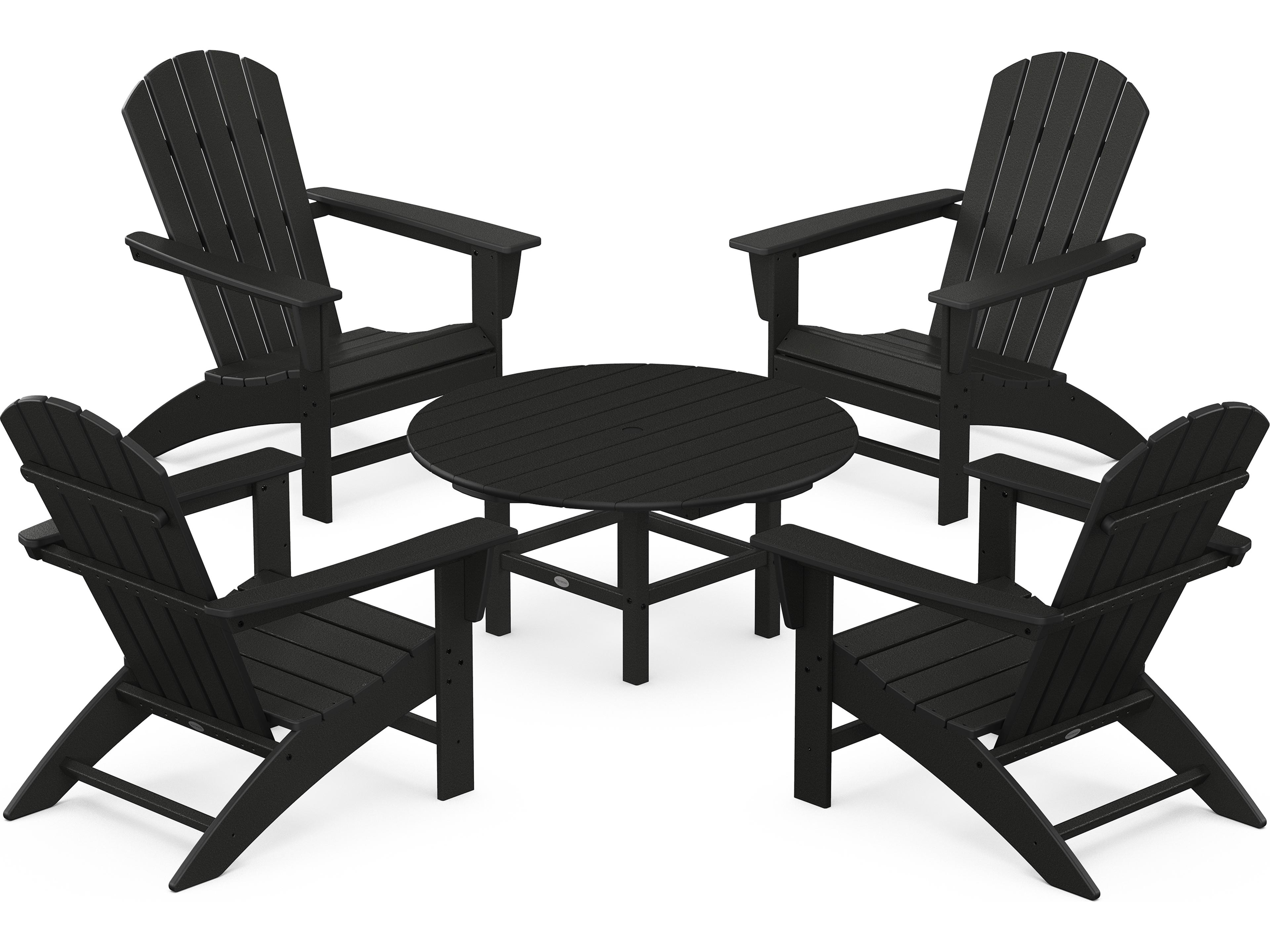 POLYWOOD® Nautical Recycled Plastic 5 Piece Adirondack Outdoor Patio Lounge Set