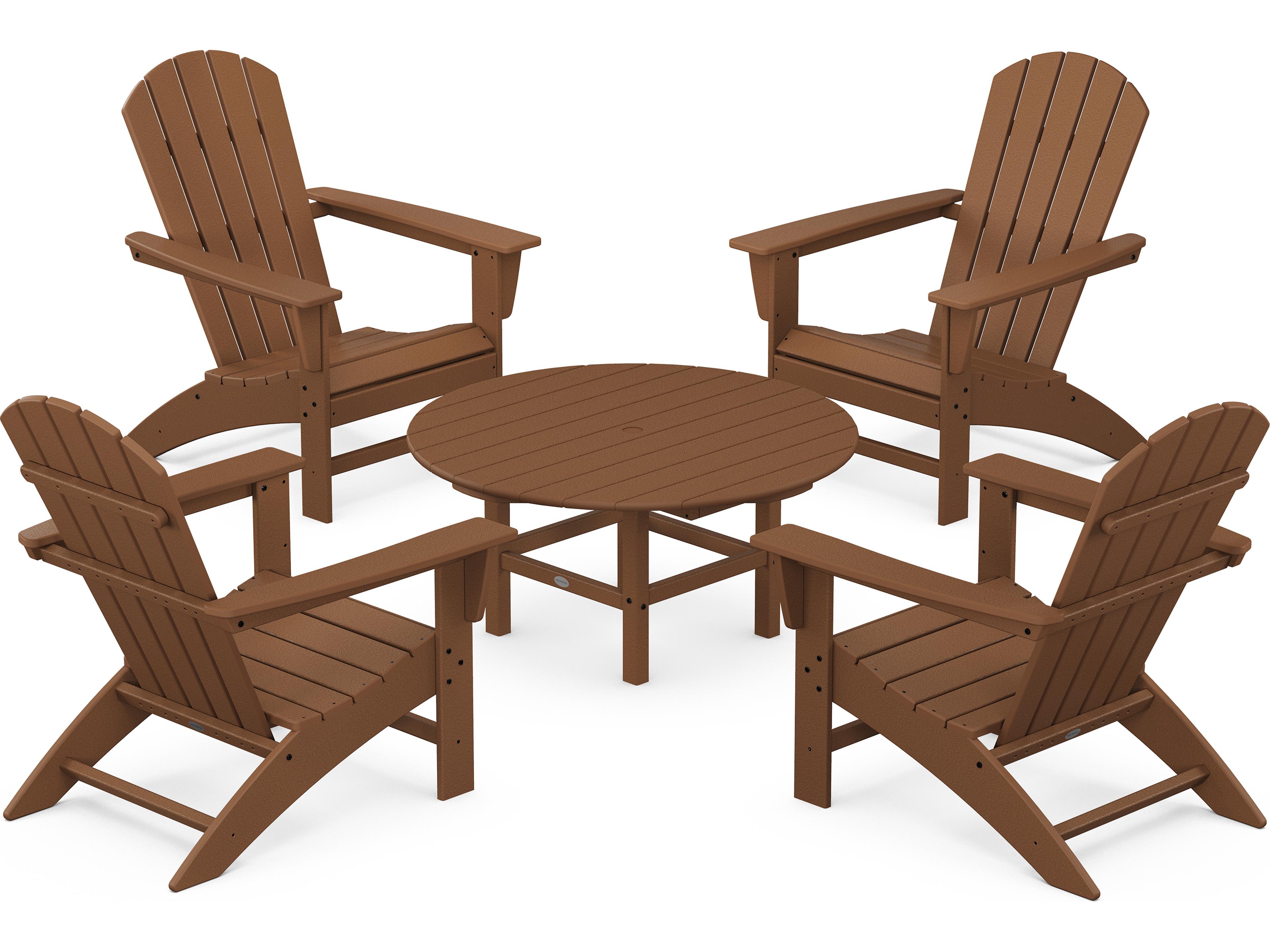 POLYWOOD® Nautical Recycled Plastic 5 Piece Adirondack Outdoor Patio Lounge Set