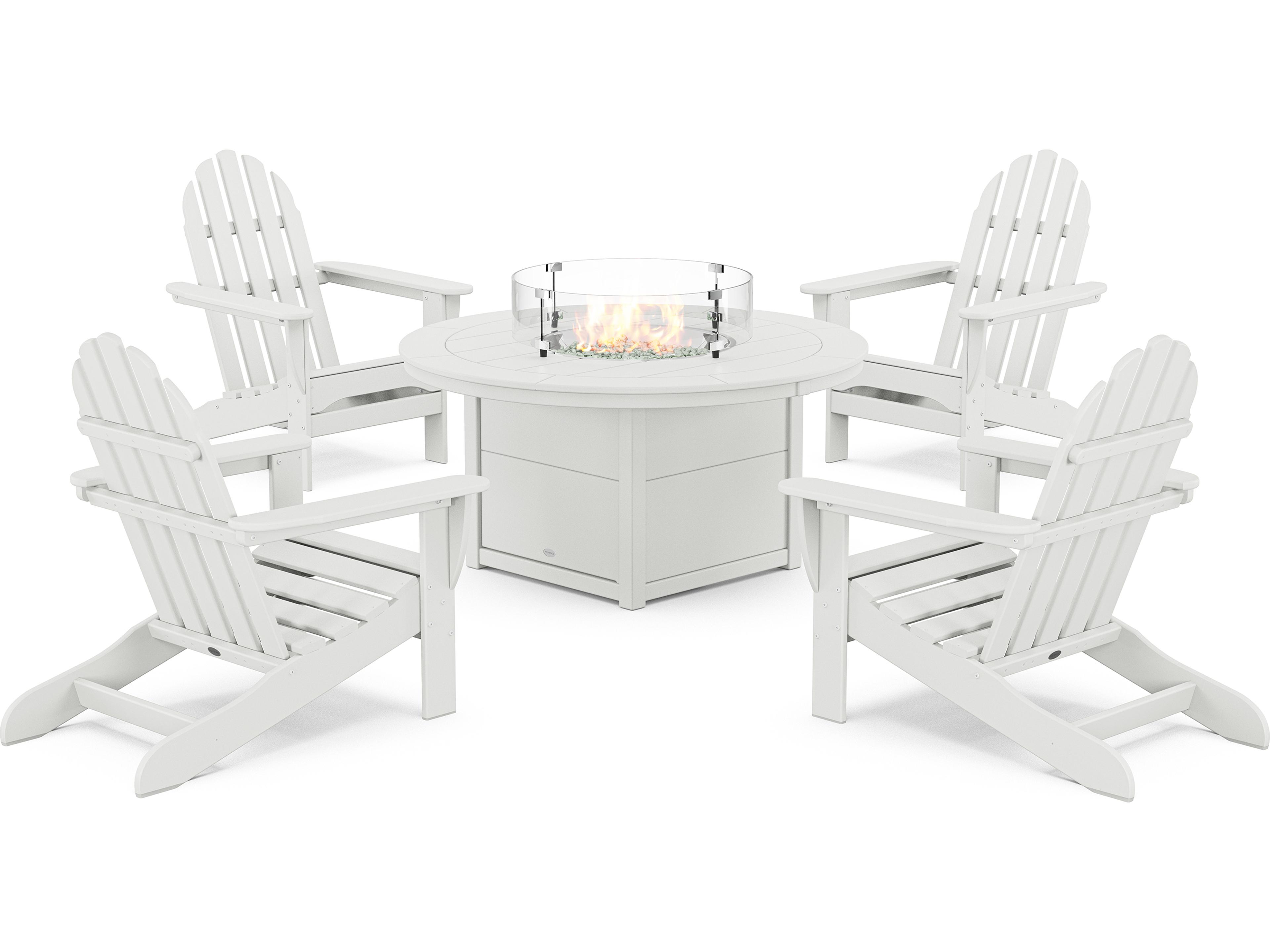 POLYWOOD® Classic Adirondack Recycled Plastic 5 Piece Fire Pit Patio Lounge Set