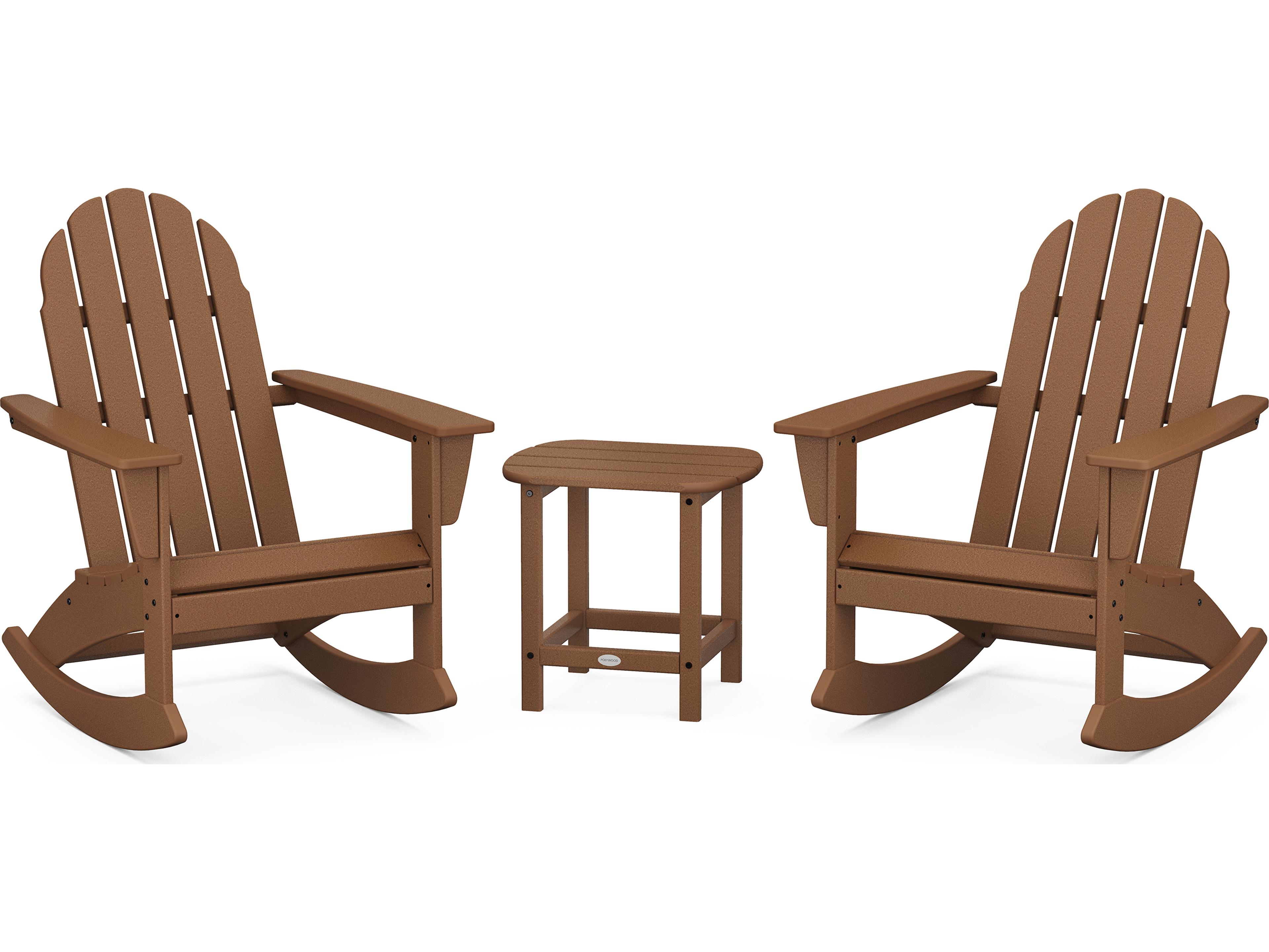 POLYWOOD® Vineyard Recycled Plastic 5 Piece Adirondack Rocking Outdoor Patio Lounge Set