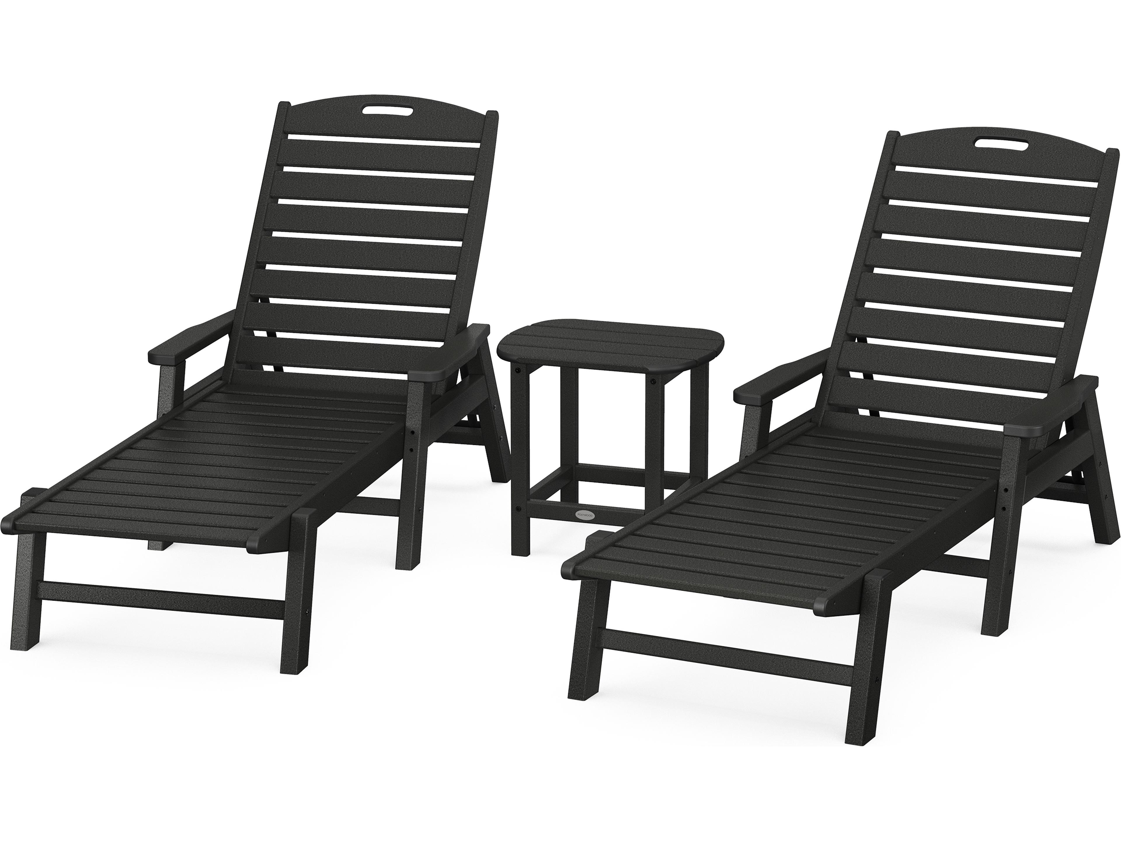 POLYWOOD® Nautical Recycled Plastic 3 Piece Outdoor Patio Lounge Set