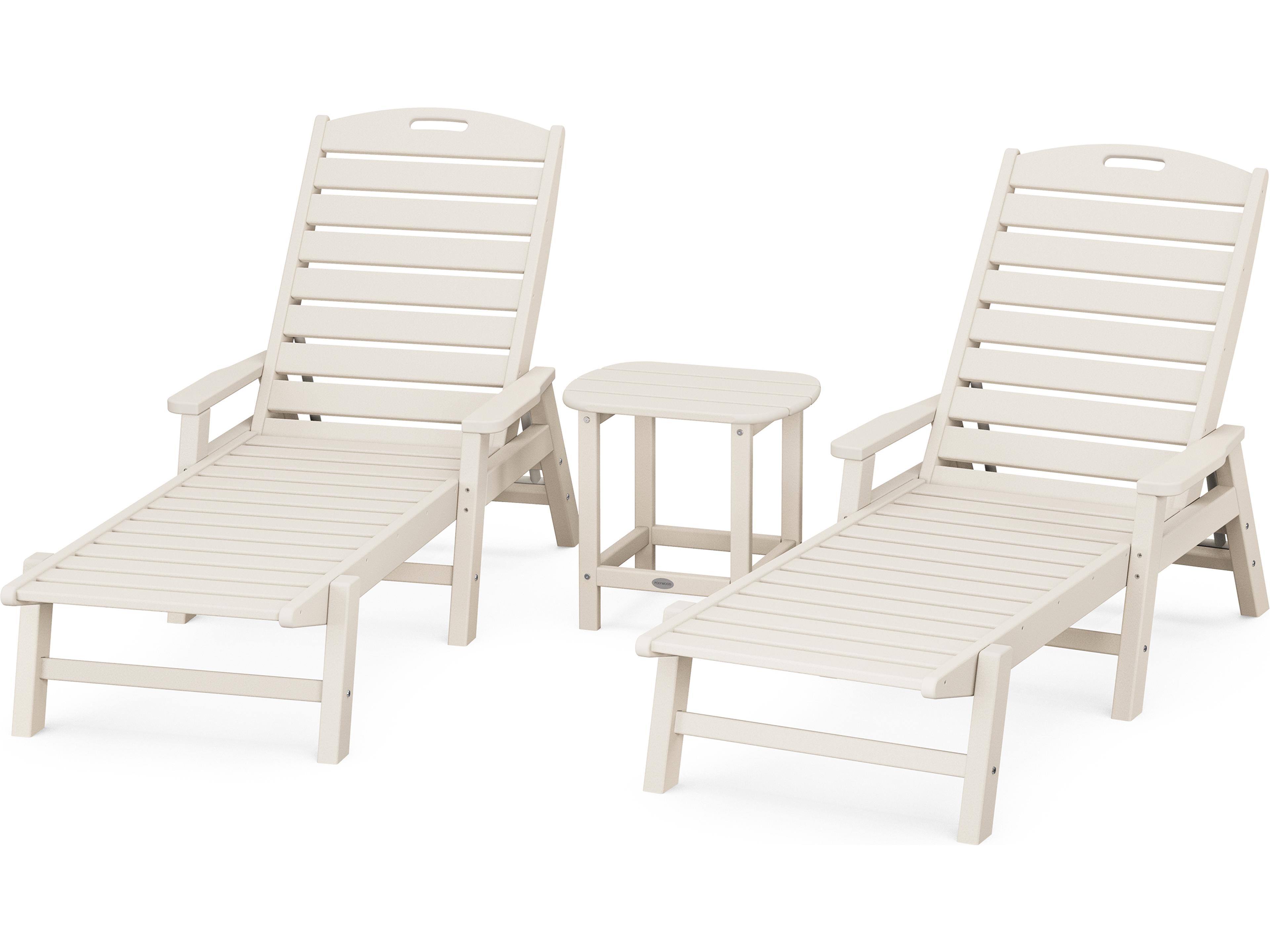 POLYWOOD® Nautical Recycled Plastic 3 Piece Outdoor Patio Lounge Set