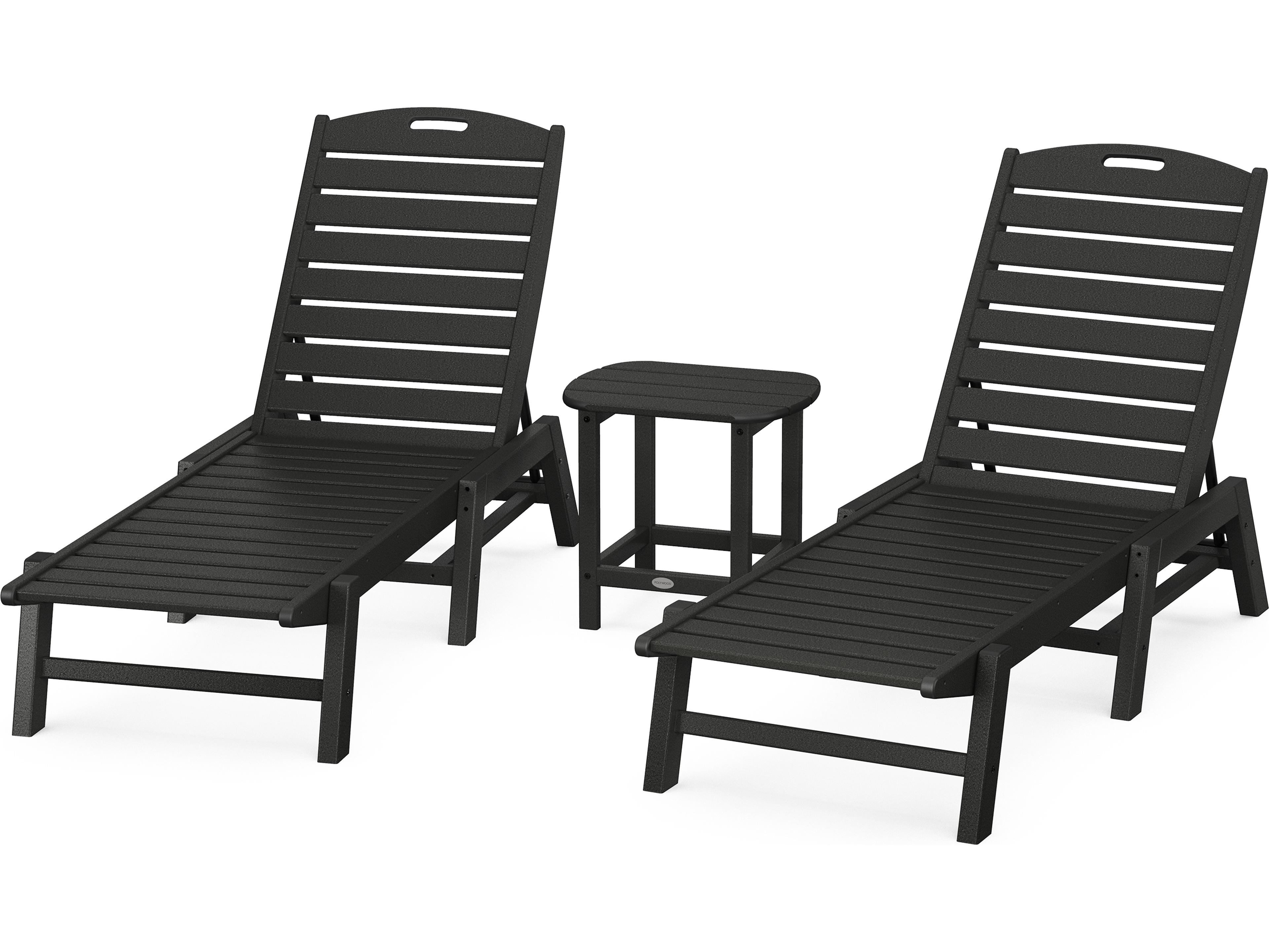 POLYWOOD® Nautical Recycled Plastic 3 Piece Patio Lounge Set