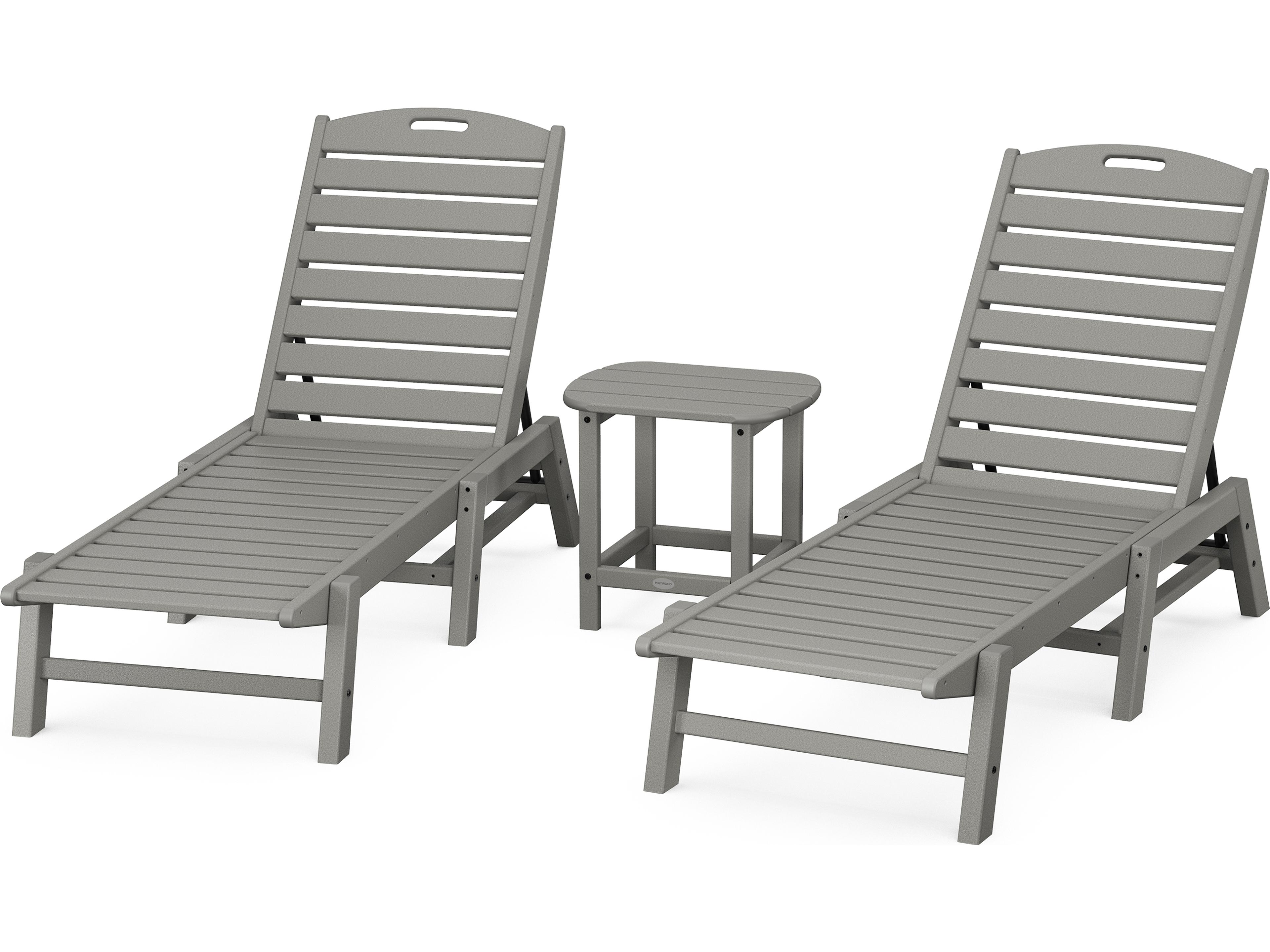 POLYWOOD® Nautical Recycled Plastic 3 Piece Patio Lounge Set