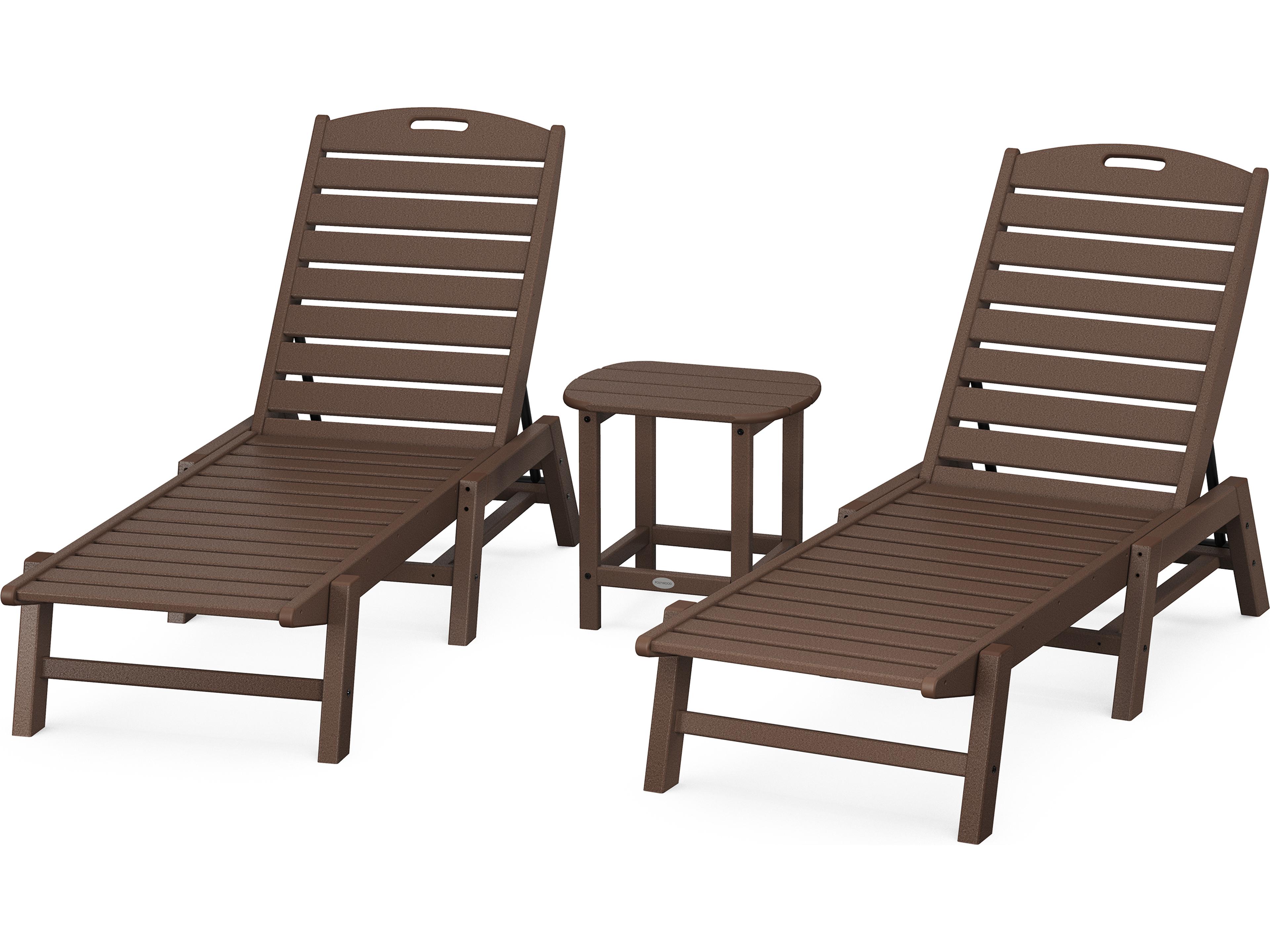 POLYWOOD® Nautical Recycled Plastic 3 Piece Patio Lounge Set