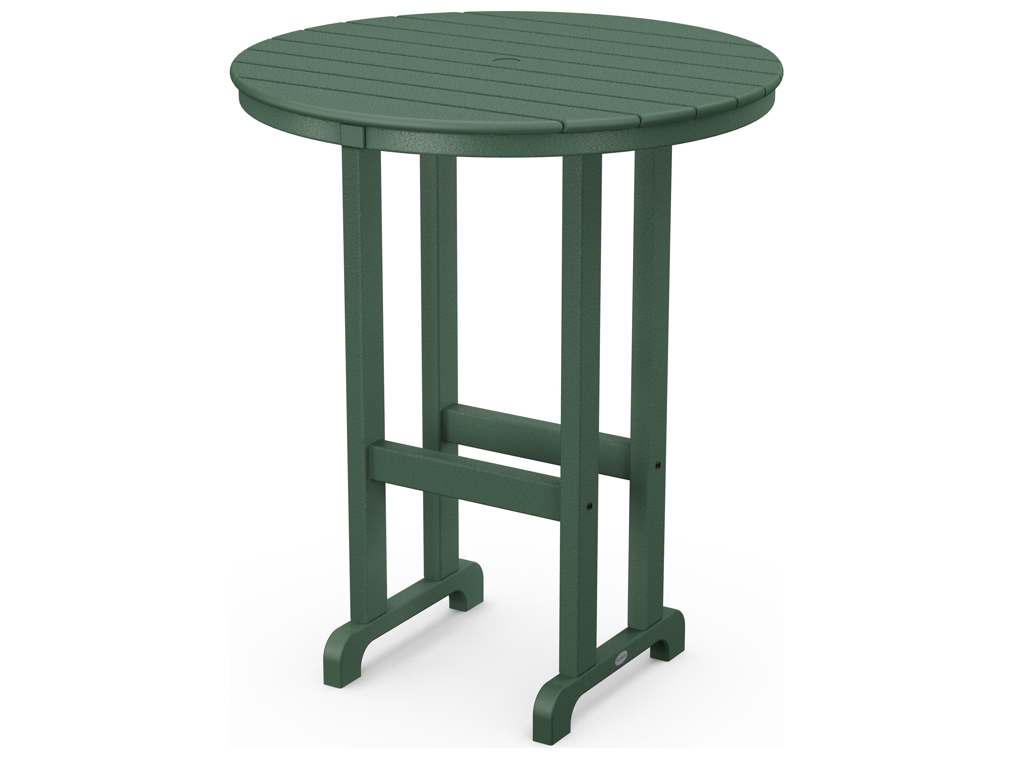 POLYWOOD® Traditional Recycled Plastic Round Outdoor Patio Bar Height Table