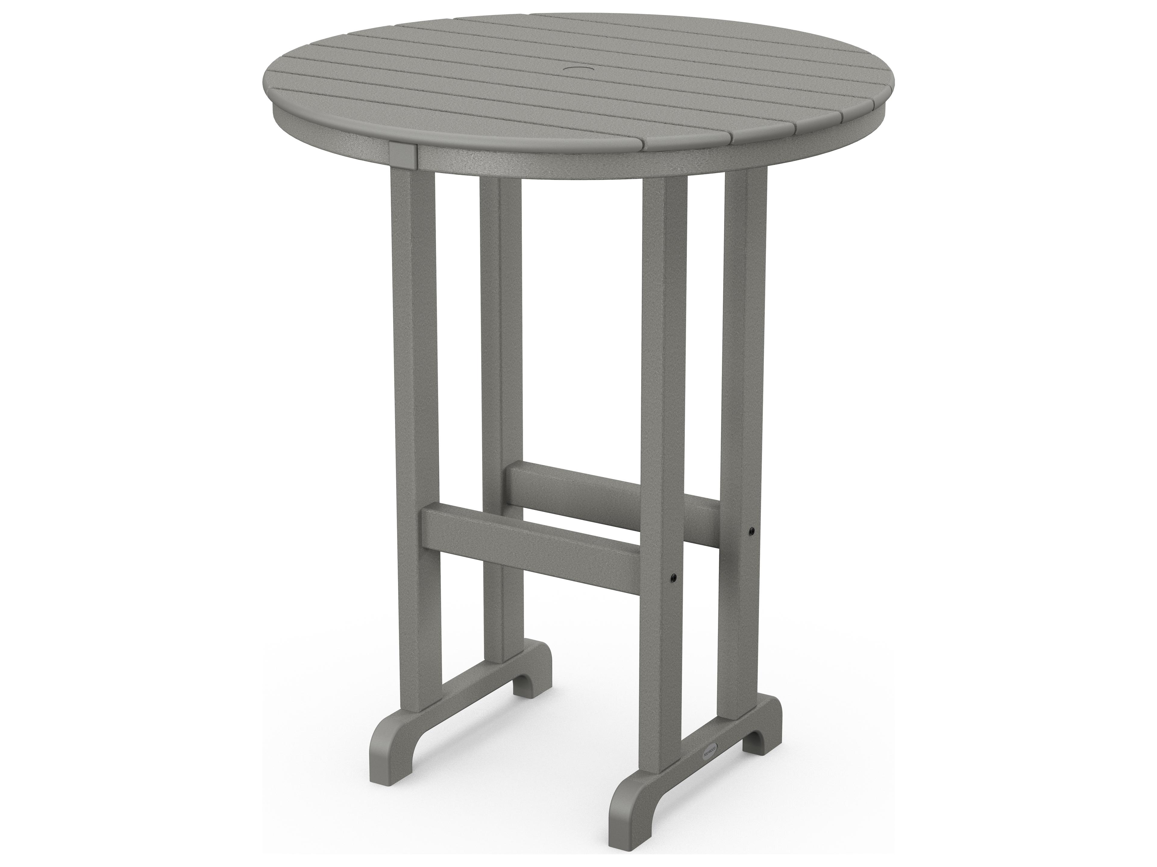 POLYWOOD® Traditional Recycled Plastic Round Outdoor Patio Bar Height Table