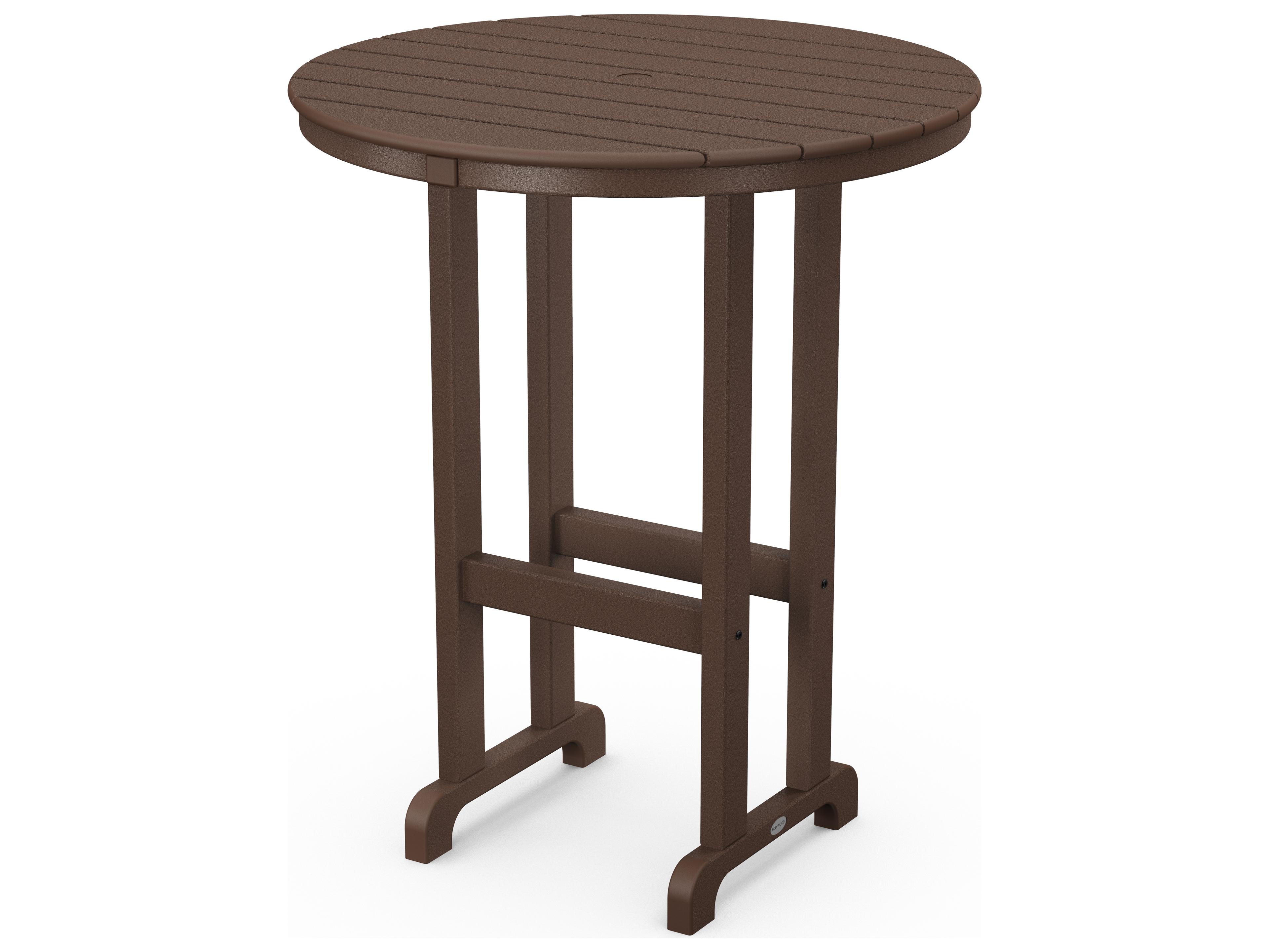POLYWOOD® Traditional Recycled Plastic Round Outdoor Patio Bar Height Table