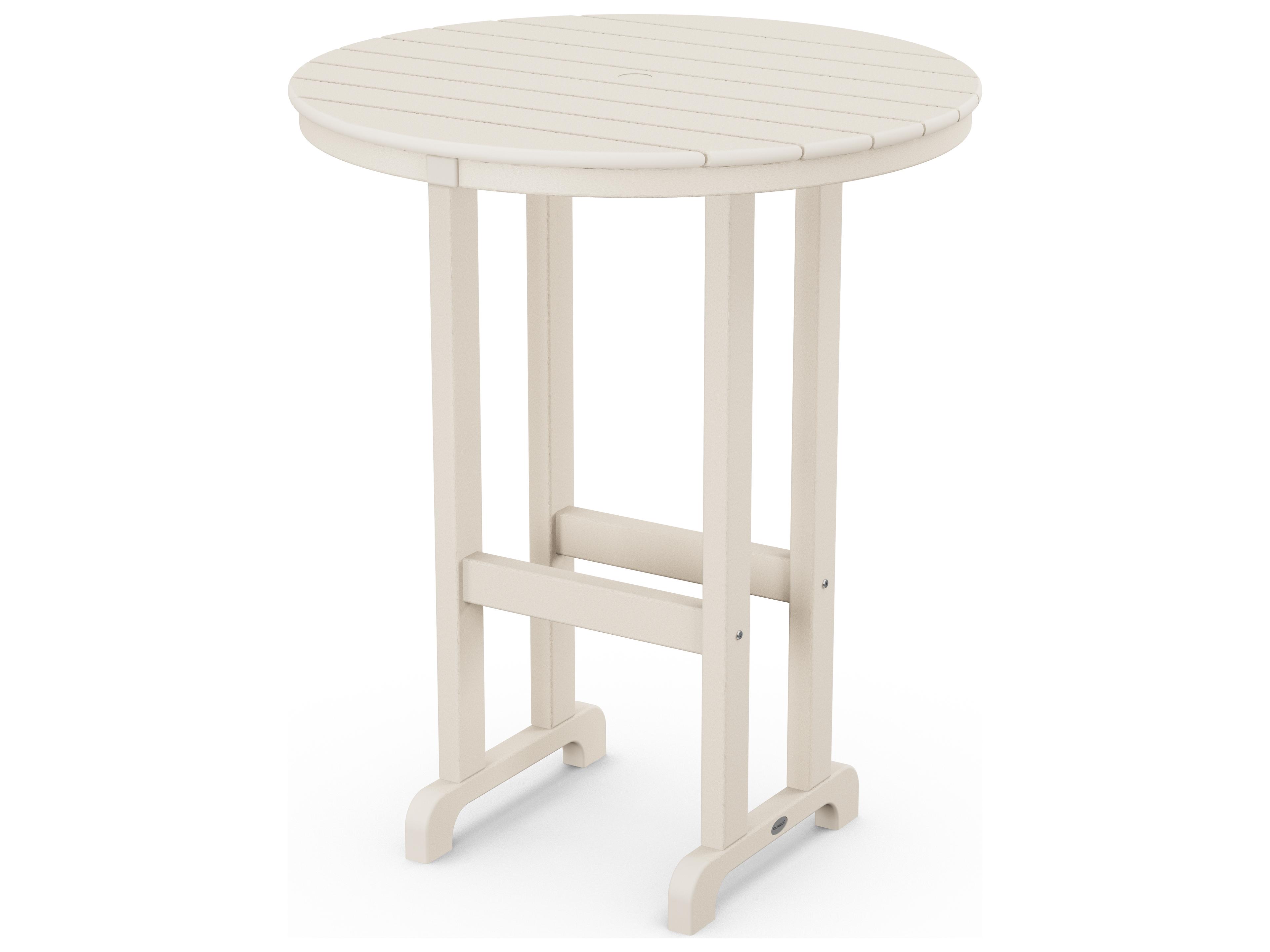 POLYWOOD® Traditional Recycled Plastic Round Outdoor Patio Bar Height Table