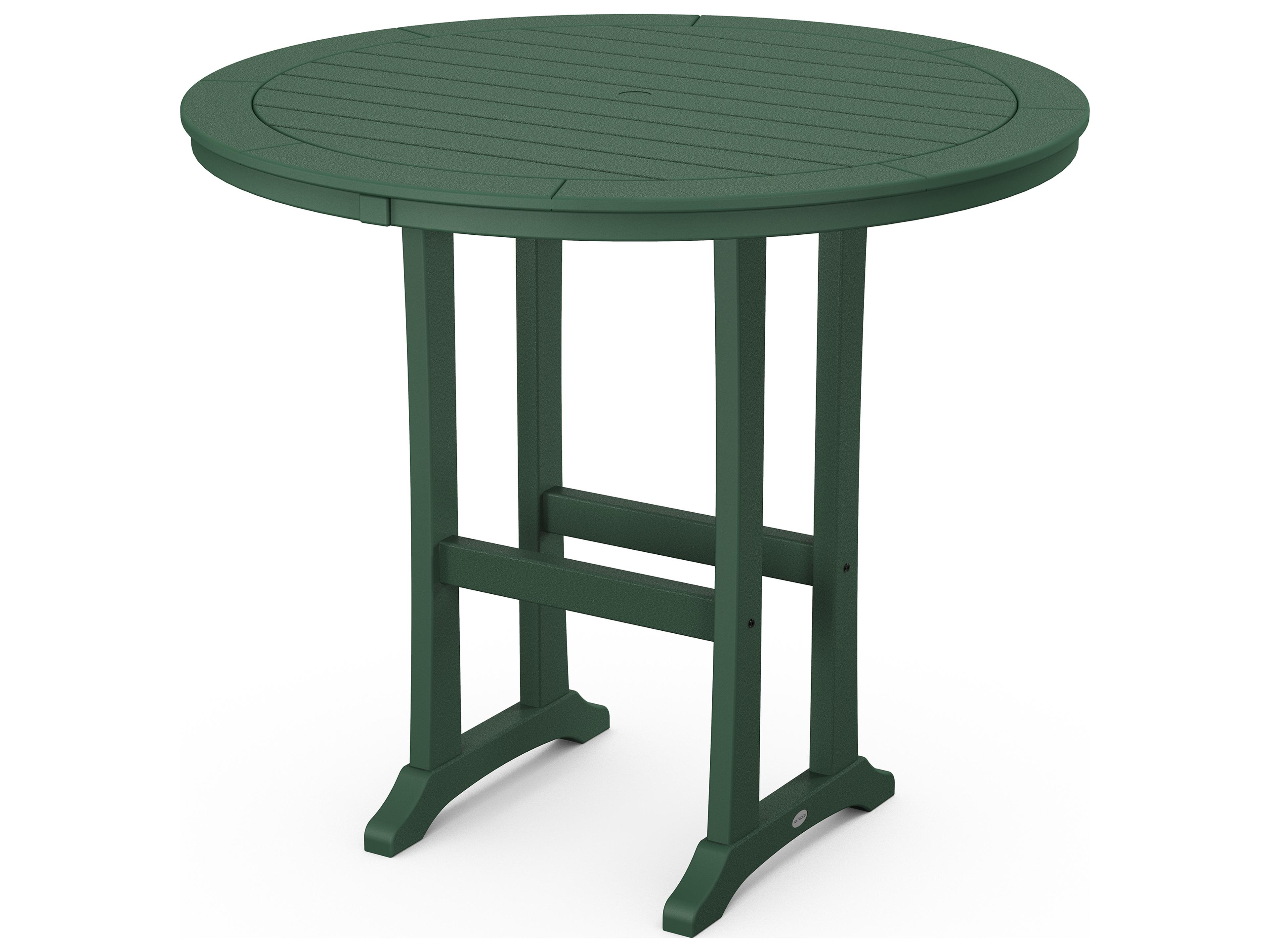POLYWOOD® Nautical Trestle Recycled Plastic Round Outdoor Patio Bar Table
