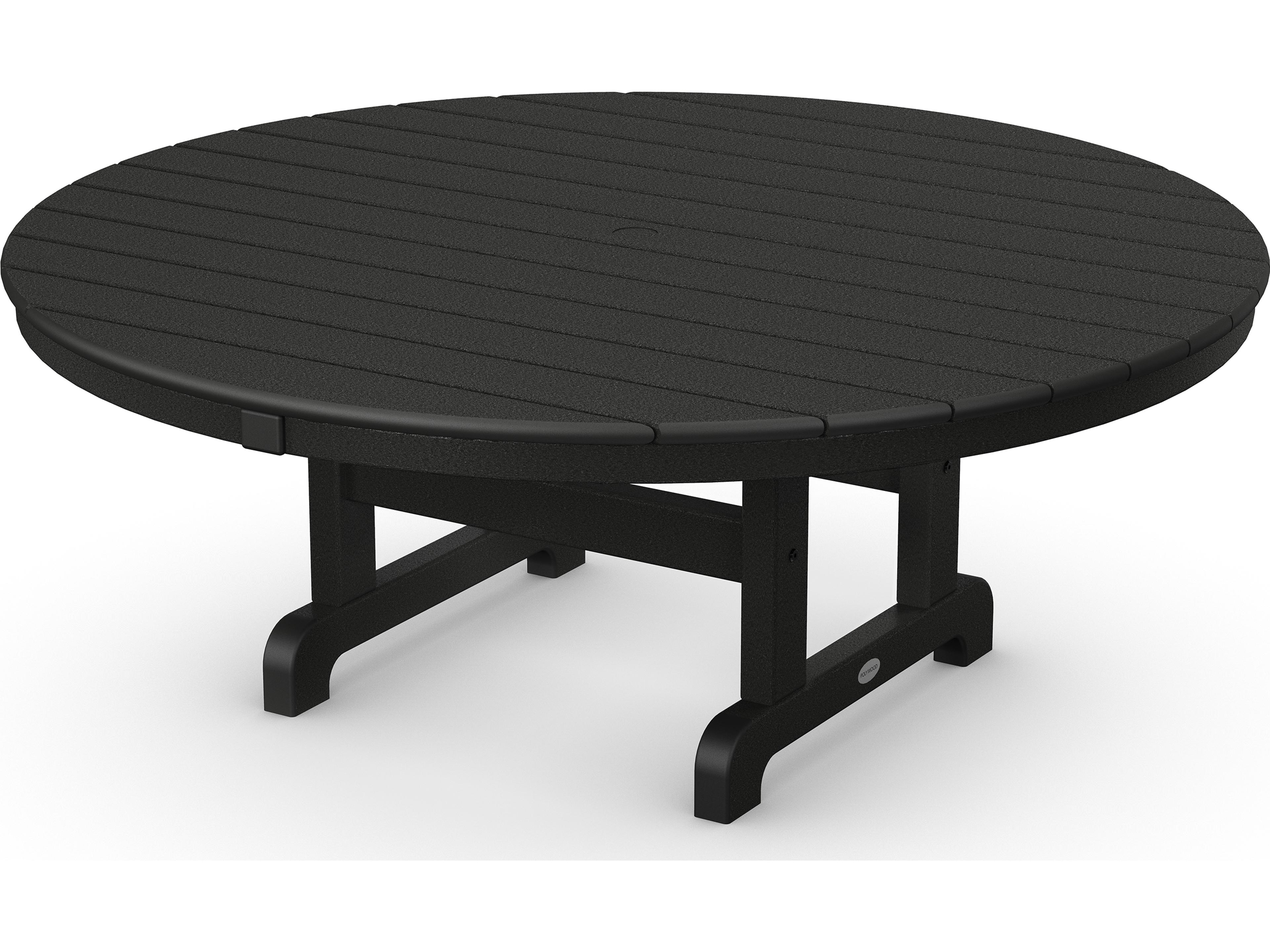 Traditional Recycled Plastic Round Patio Chat Table with Umbrella Hole
