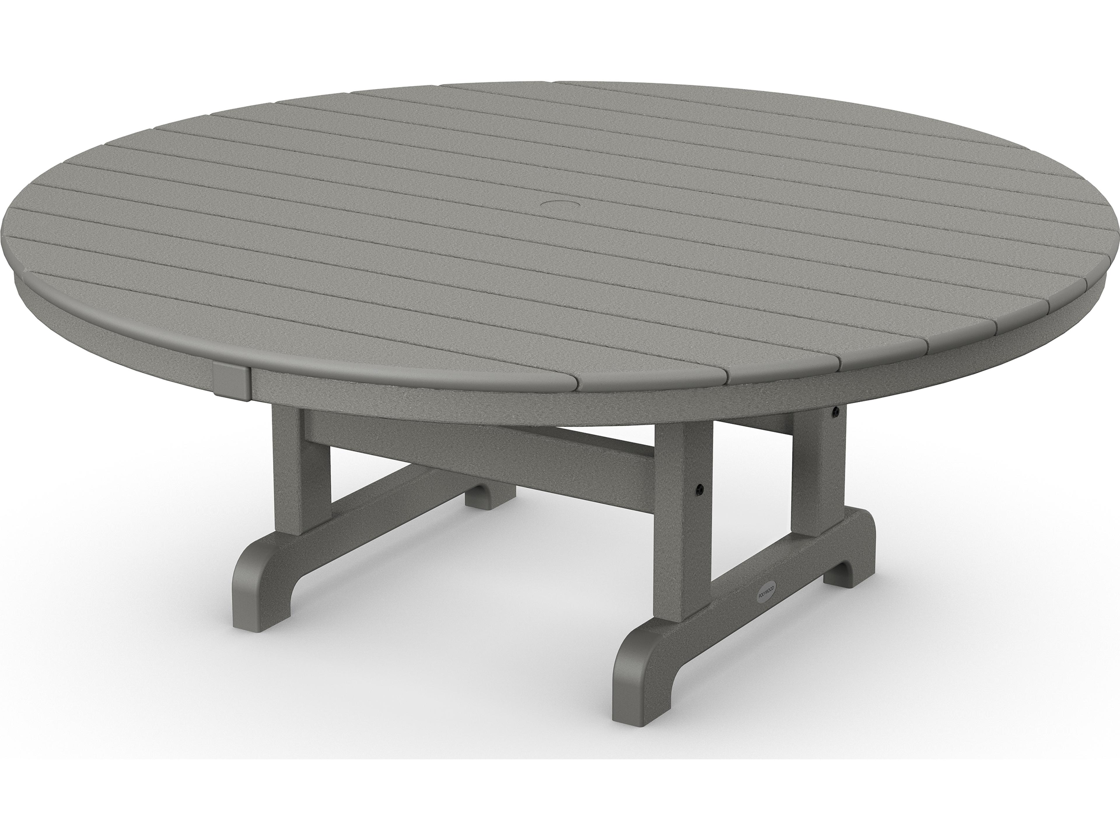 POLYWOOD® Traditional Recycled Plastic Round Patio Chat Table with Umbrella Hole