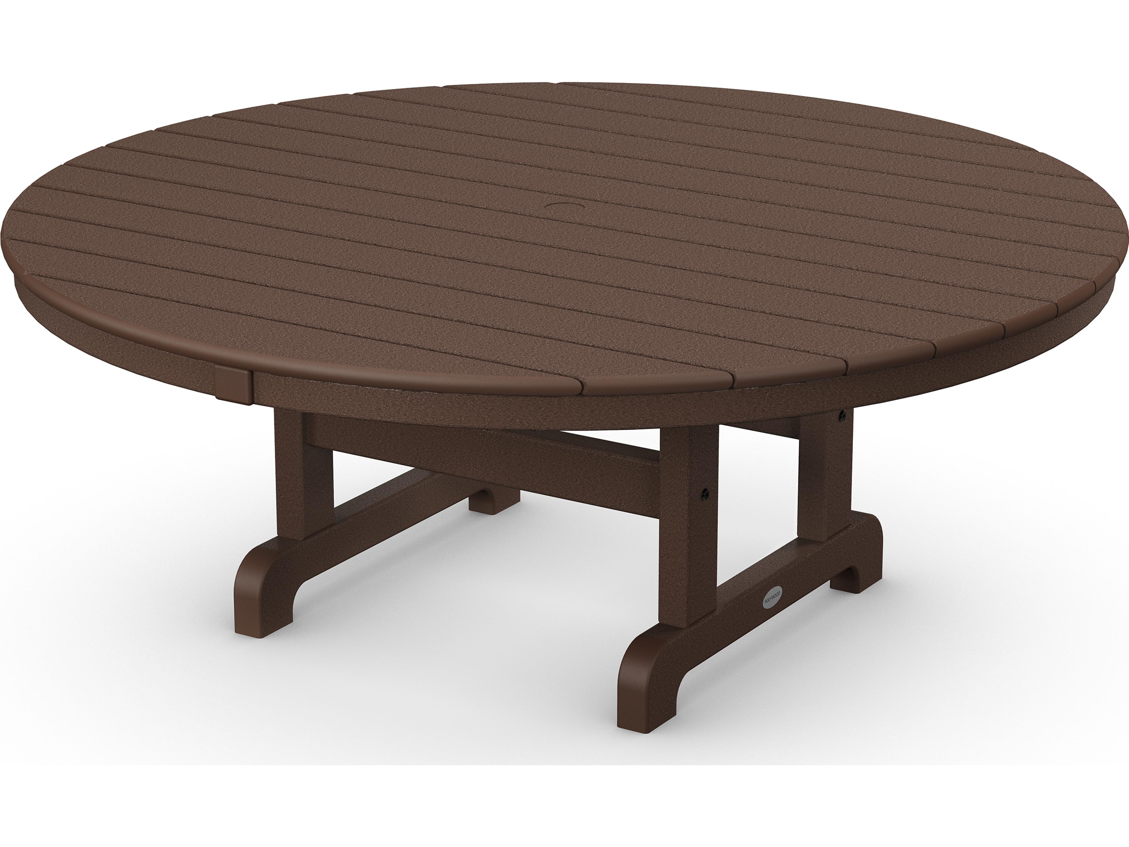 POLYWOOD® Traditional Recycled Plastic Round Patio Chat Table with Umbrella Hole