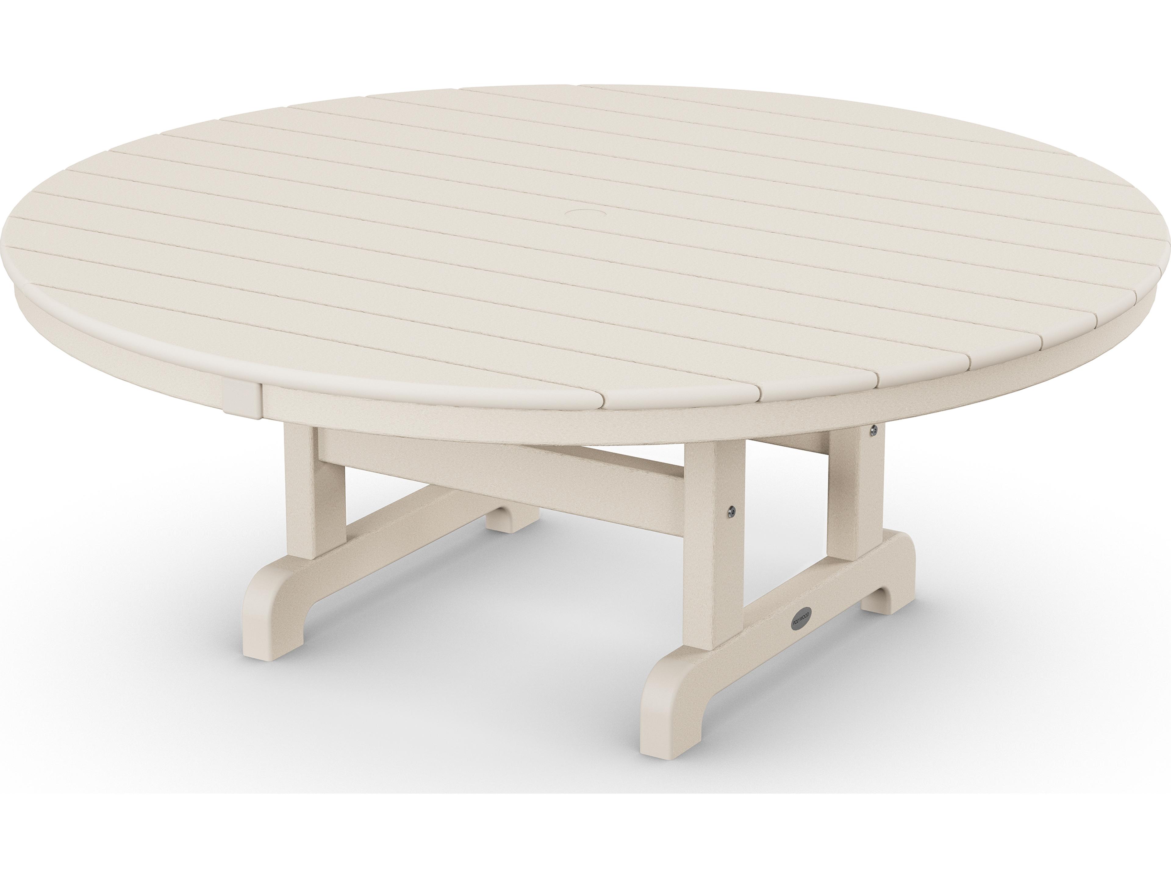POLYWOOD® Traditional Recycled Plastic Round Patio Chat Table with Umbrella Hole