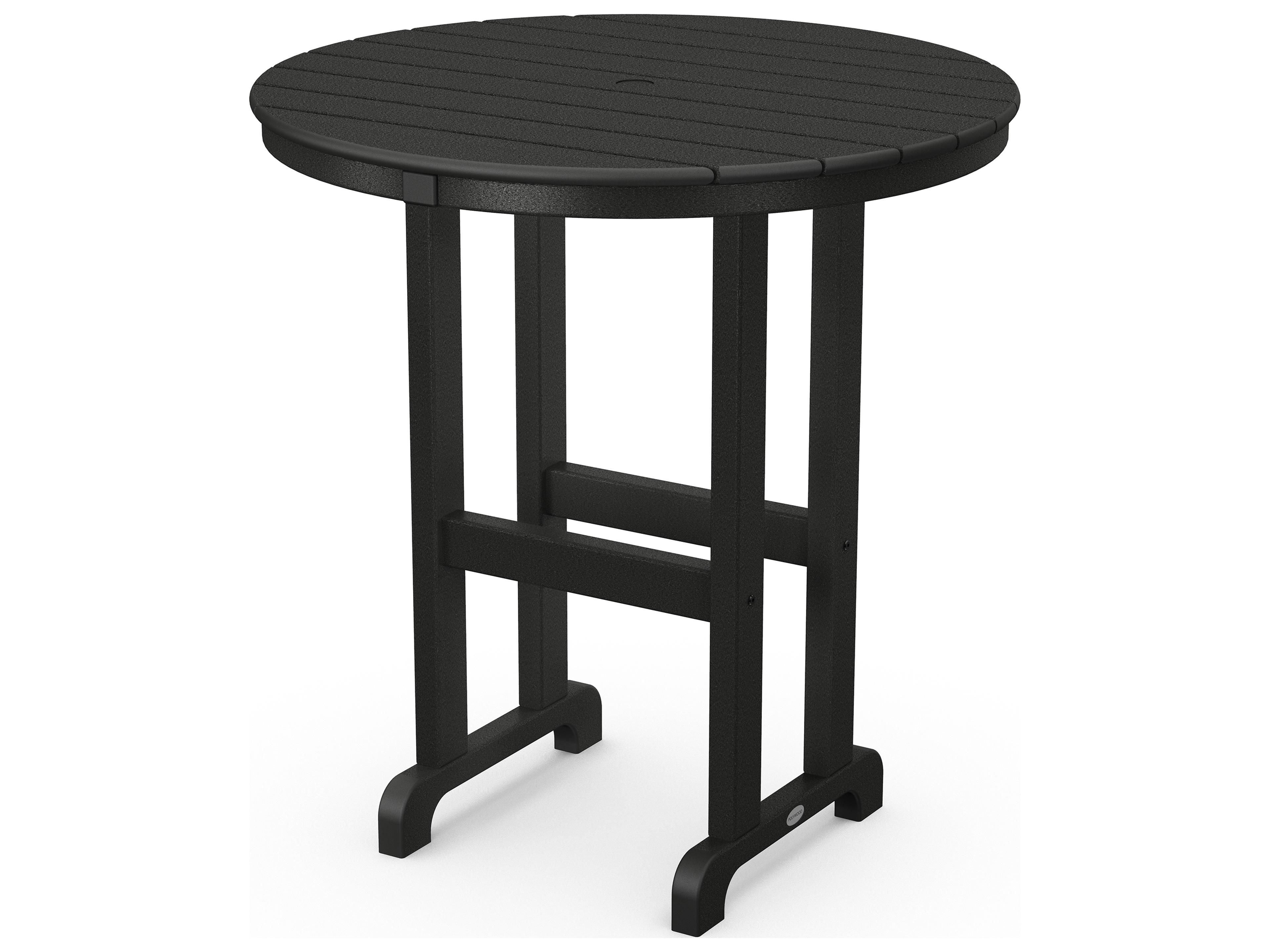 Traditional Recycled Plastic Round Outdoor Counter Table with Umbrella Hole