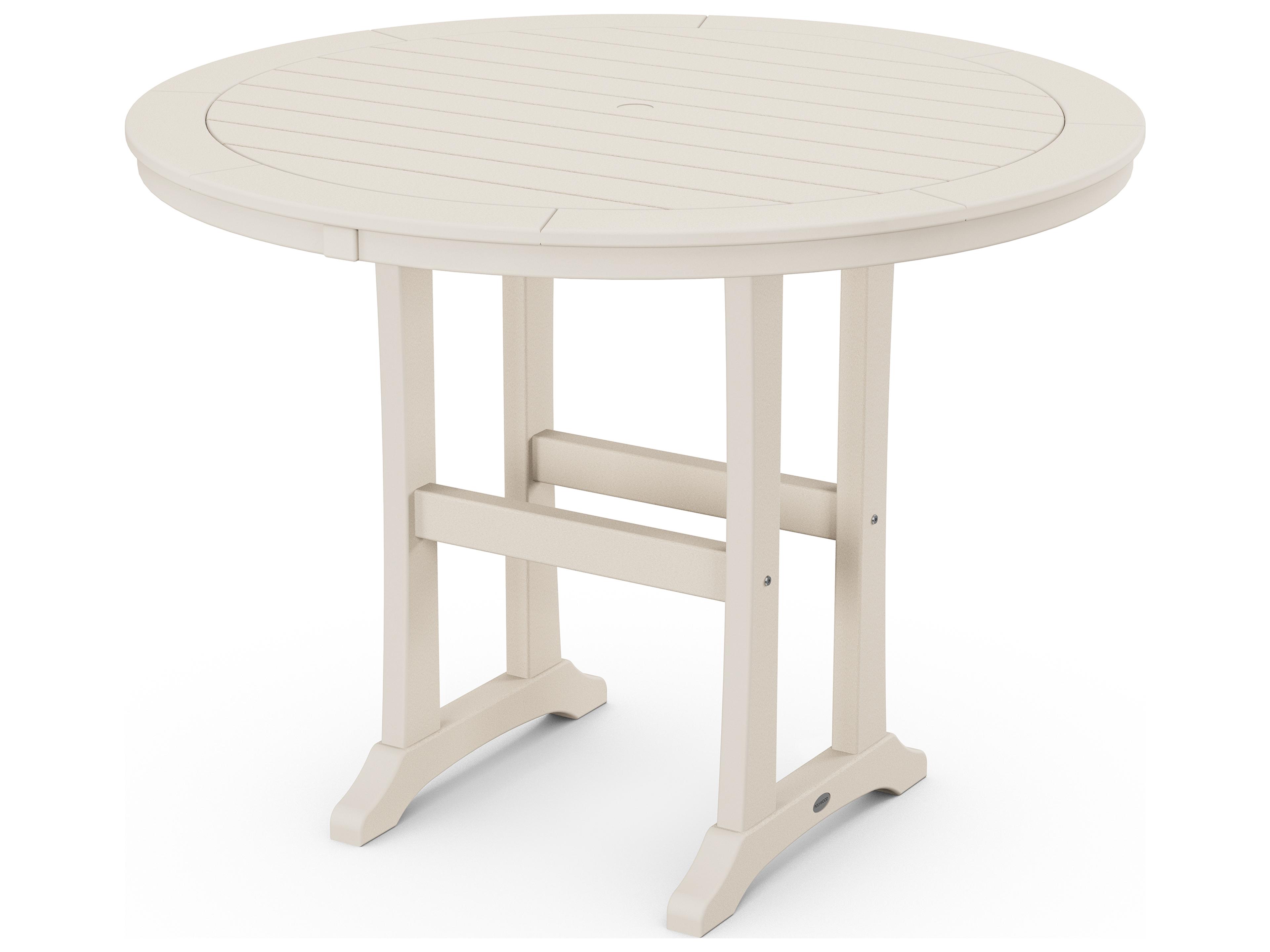 POLYWOOD® Nautical Recycled Plastic Round Patio Counter Table