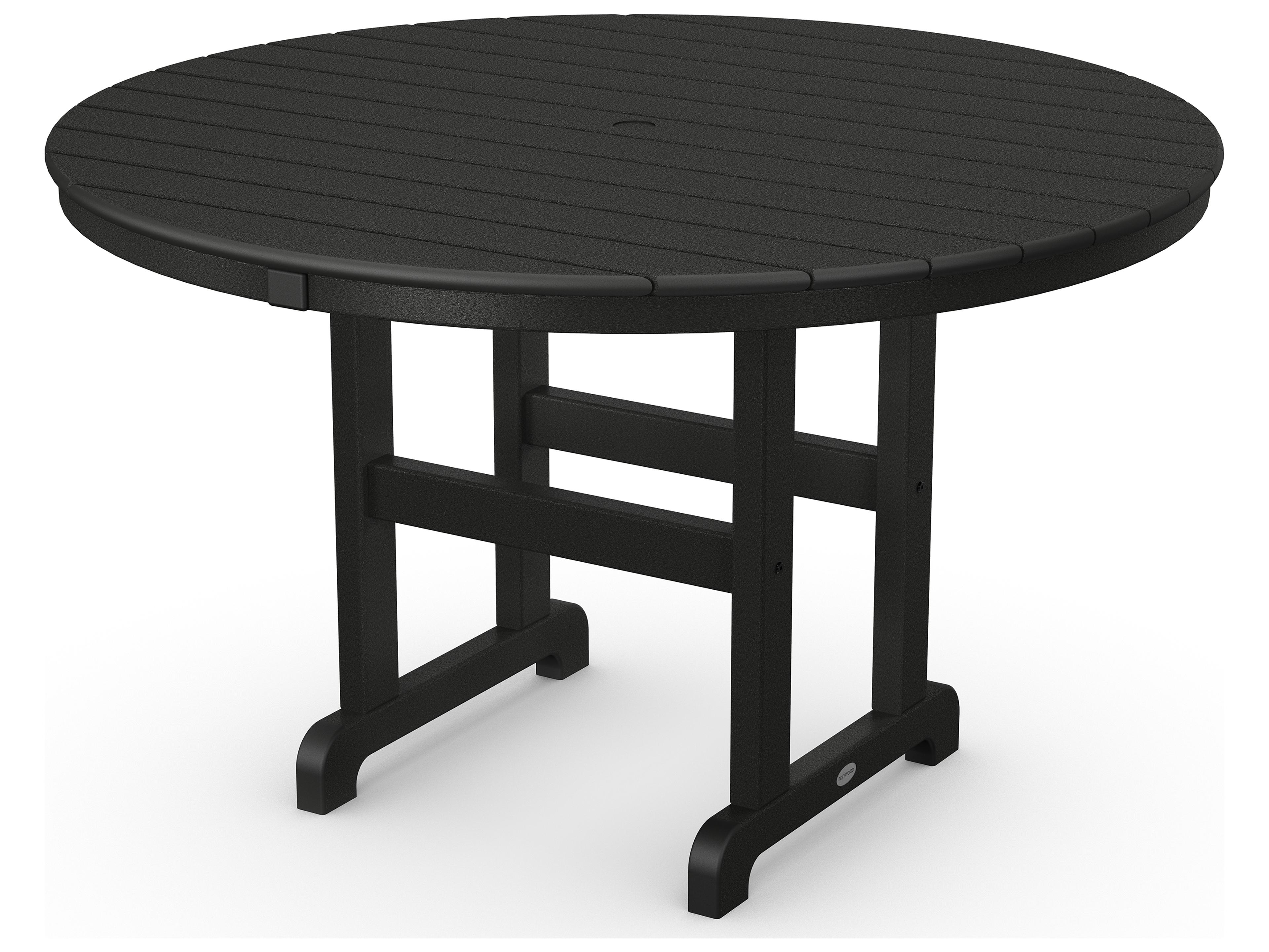 POLYWOOD® La Casa Cafe Recycled Plastic Round Patio Dining Table with Umbrella Hole