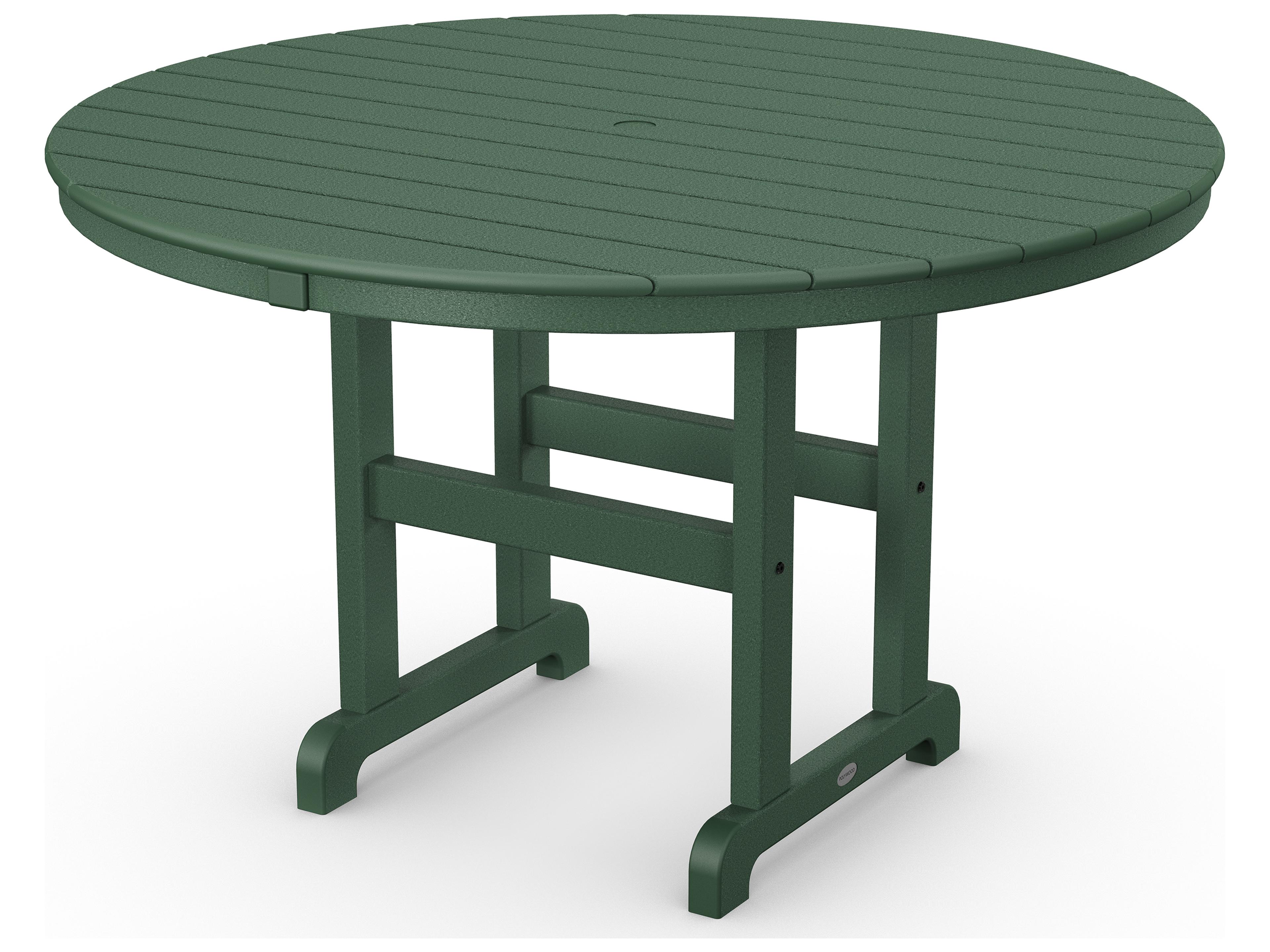 POLYWOOD® La Casa Cafe Recycled Plastic Round Patio Dining Table with Umbrella Hole