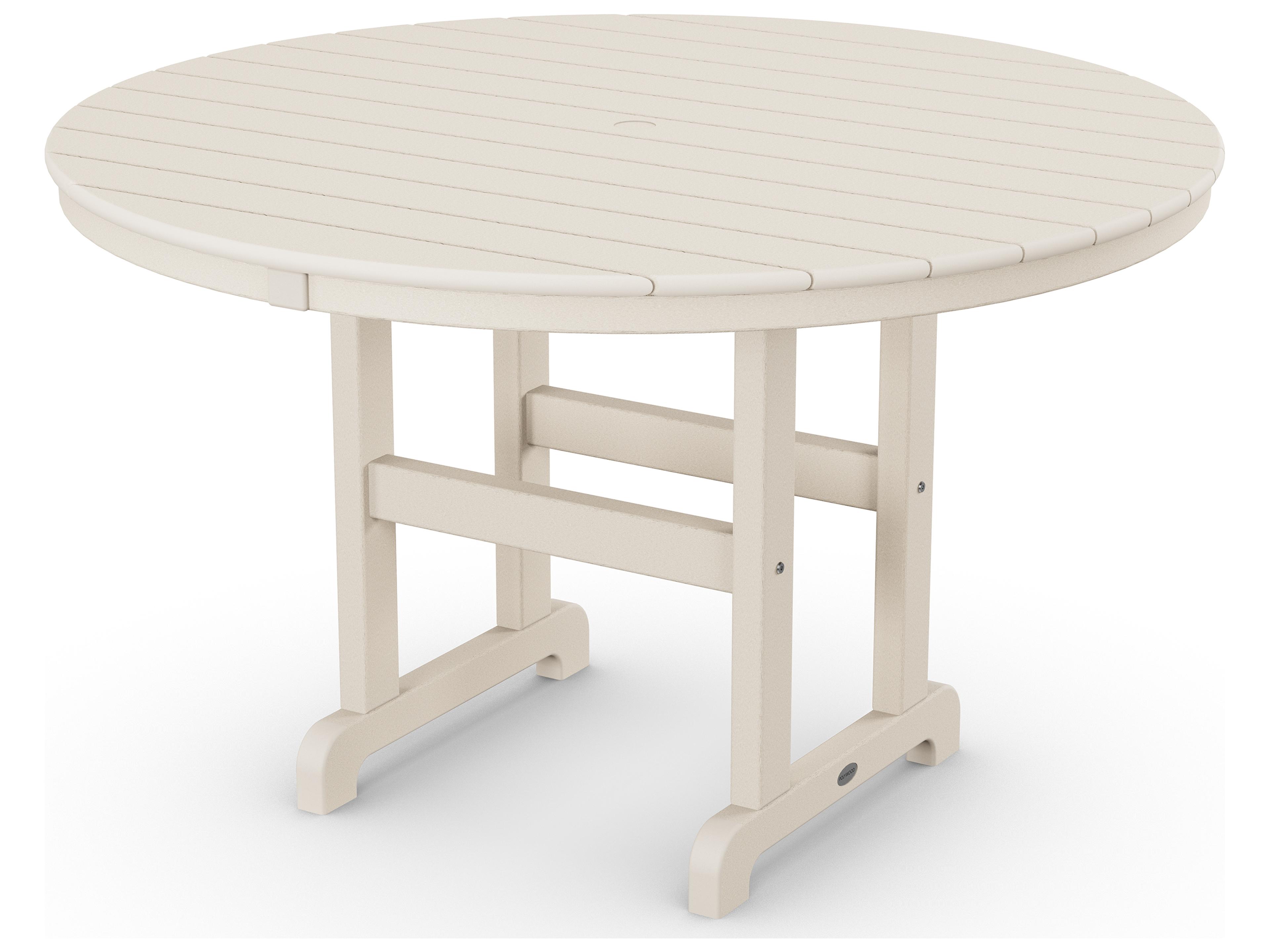 POLYWOOD® La Casa Cafe Recycled Plastic Round Patio Dining Table with Umbrella Hole