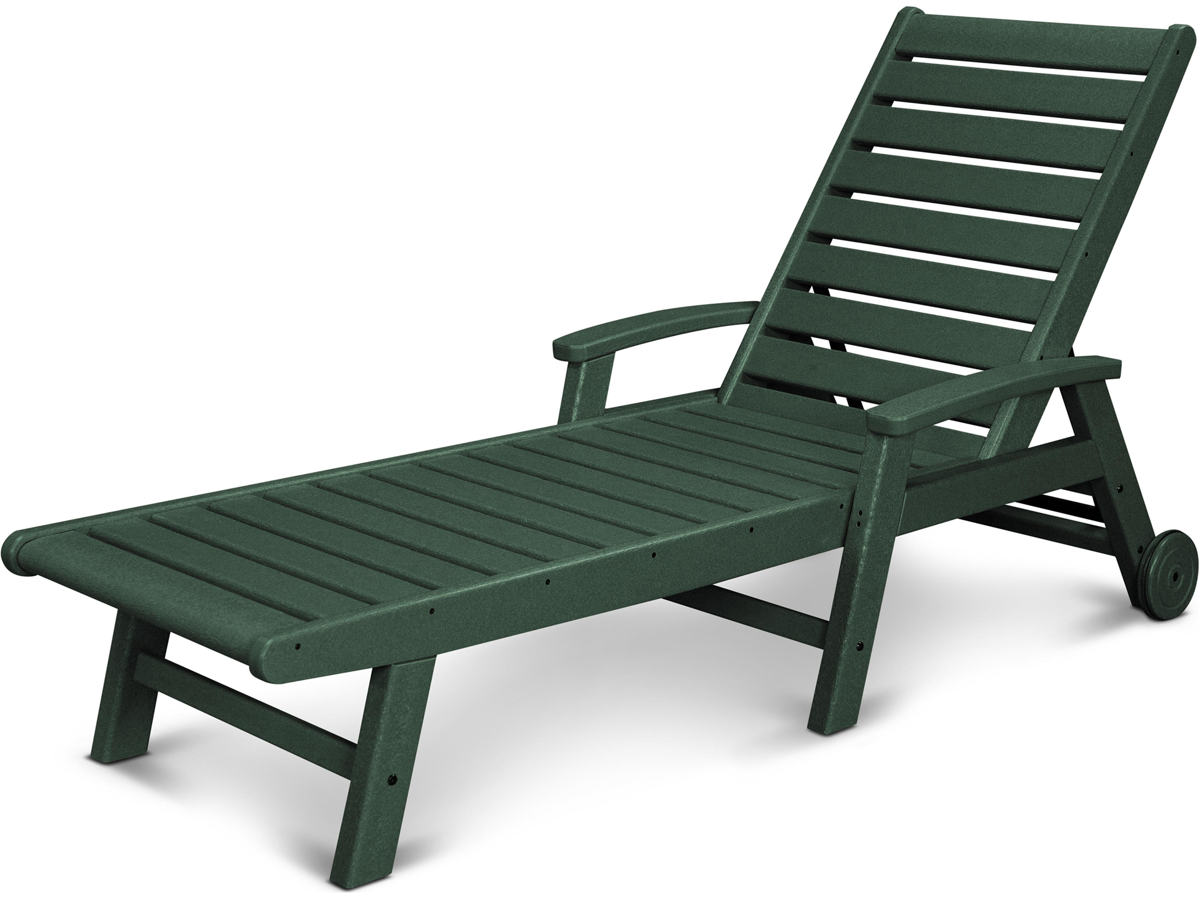 POLYWOOD® Signature Recycled Plastic Outdoor Chaise Lounge with Wheels