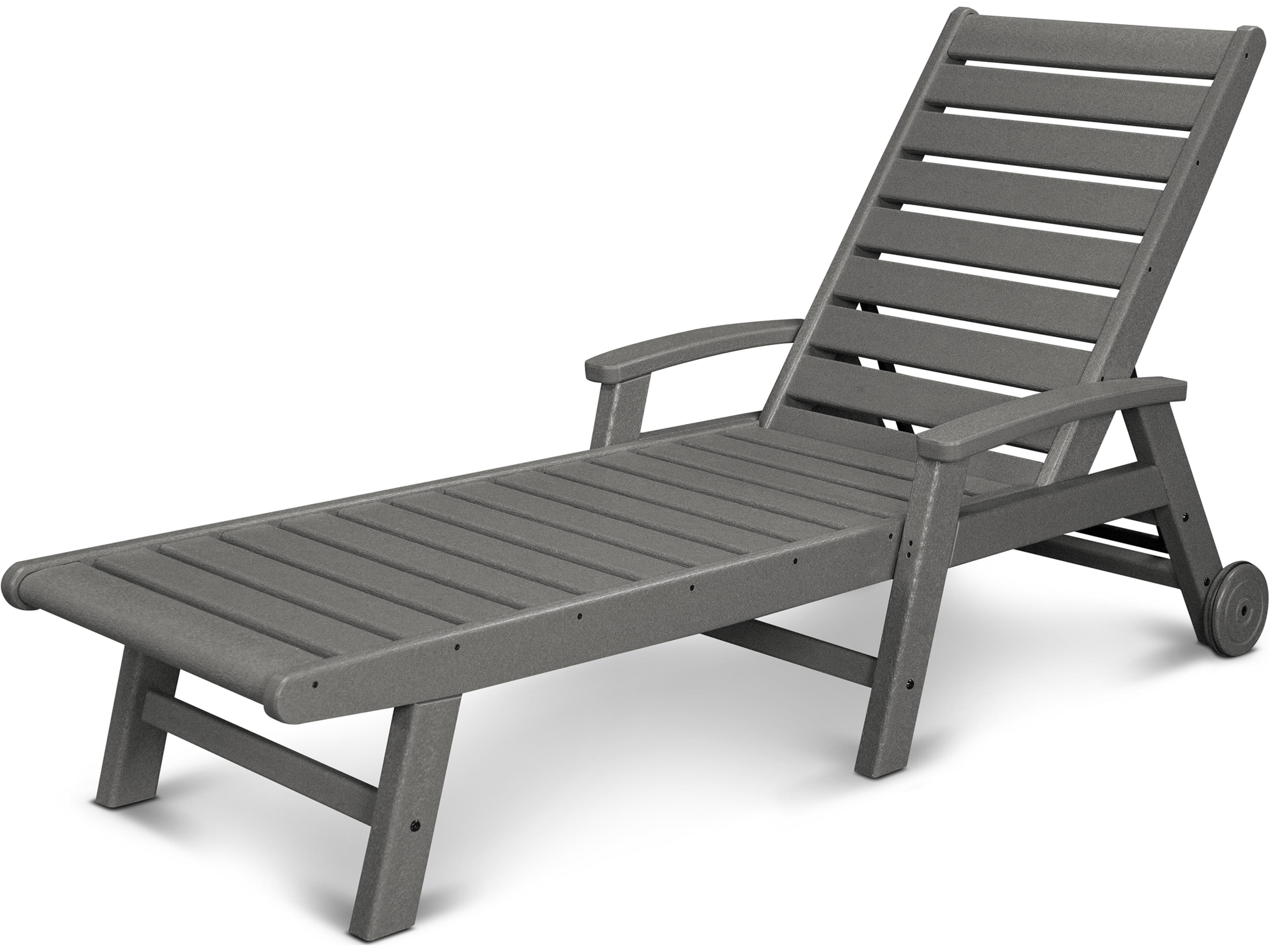POLYWOOD® Signature Recycled Plastic Outdoor Chaise Lounge with Wheels