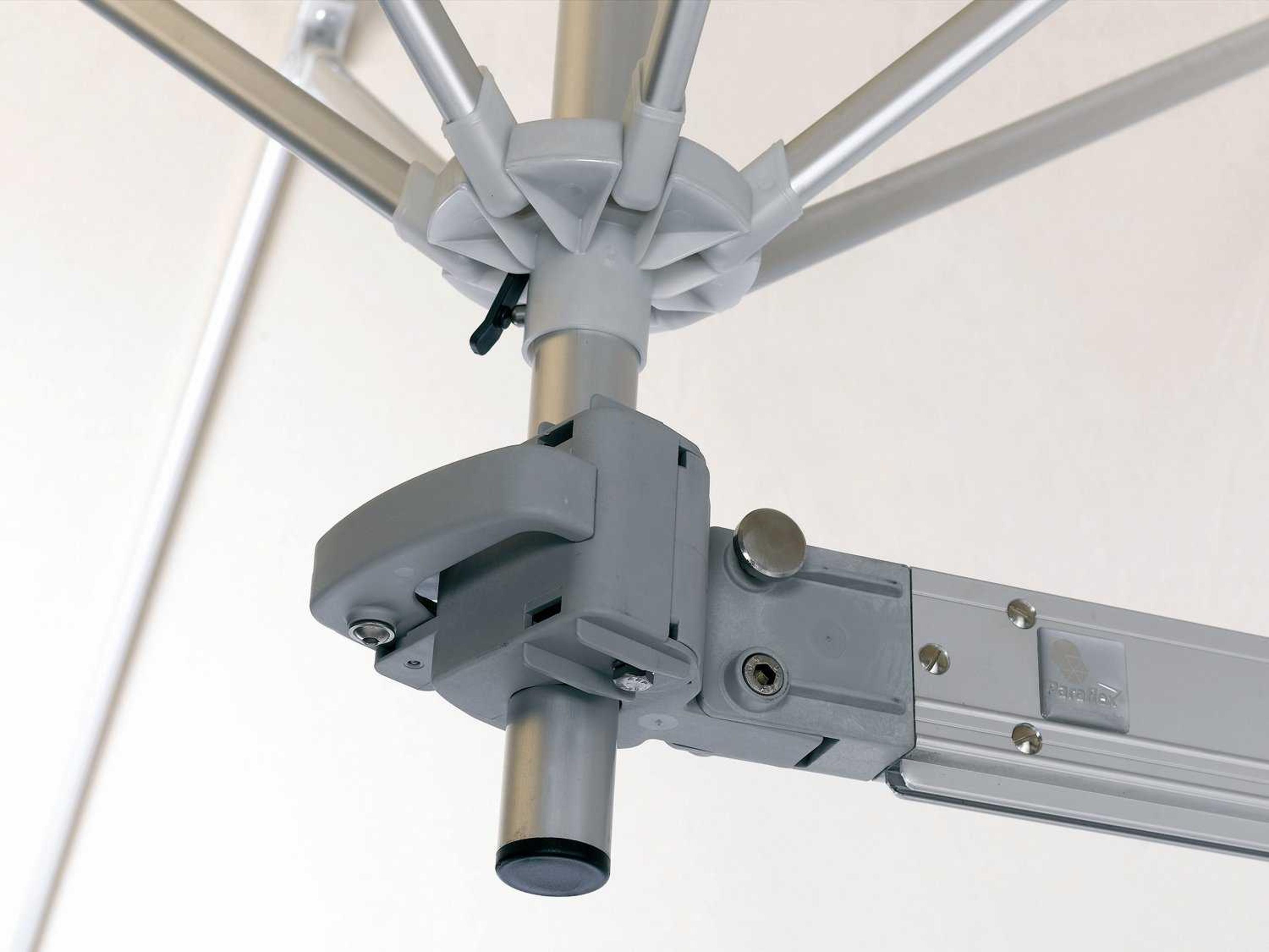 Luxury Umbrellas Paraflex Duo Wallflex 9 Foot Push Lift Tilt Patio Wall Mount Umbrella Set of 2