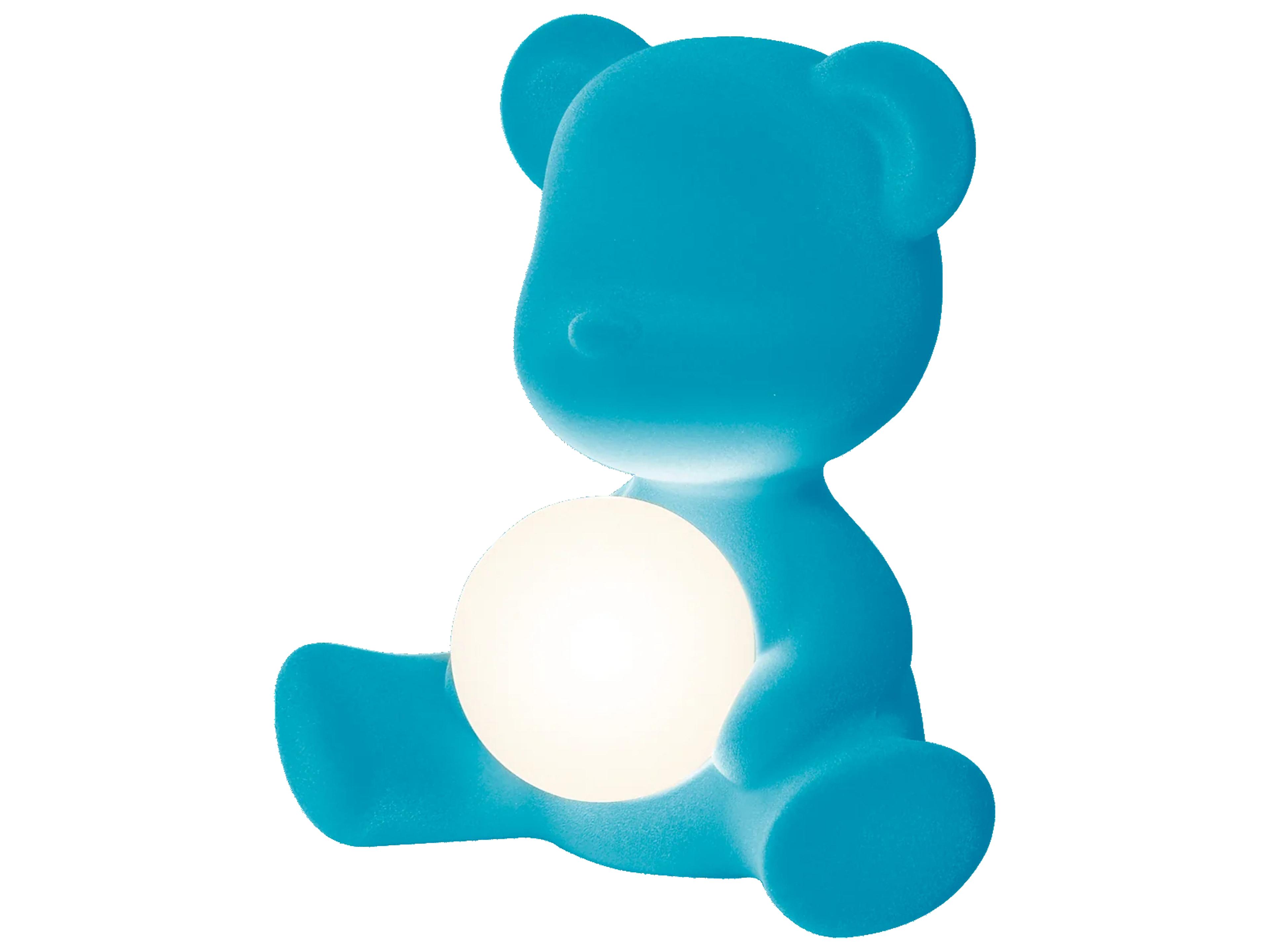 Qeeboo Teddy Girl Light Blue Velvet Table Lamp